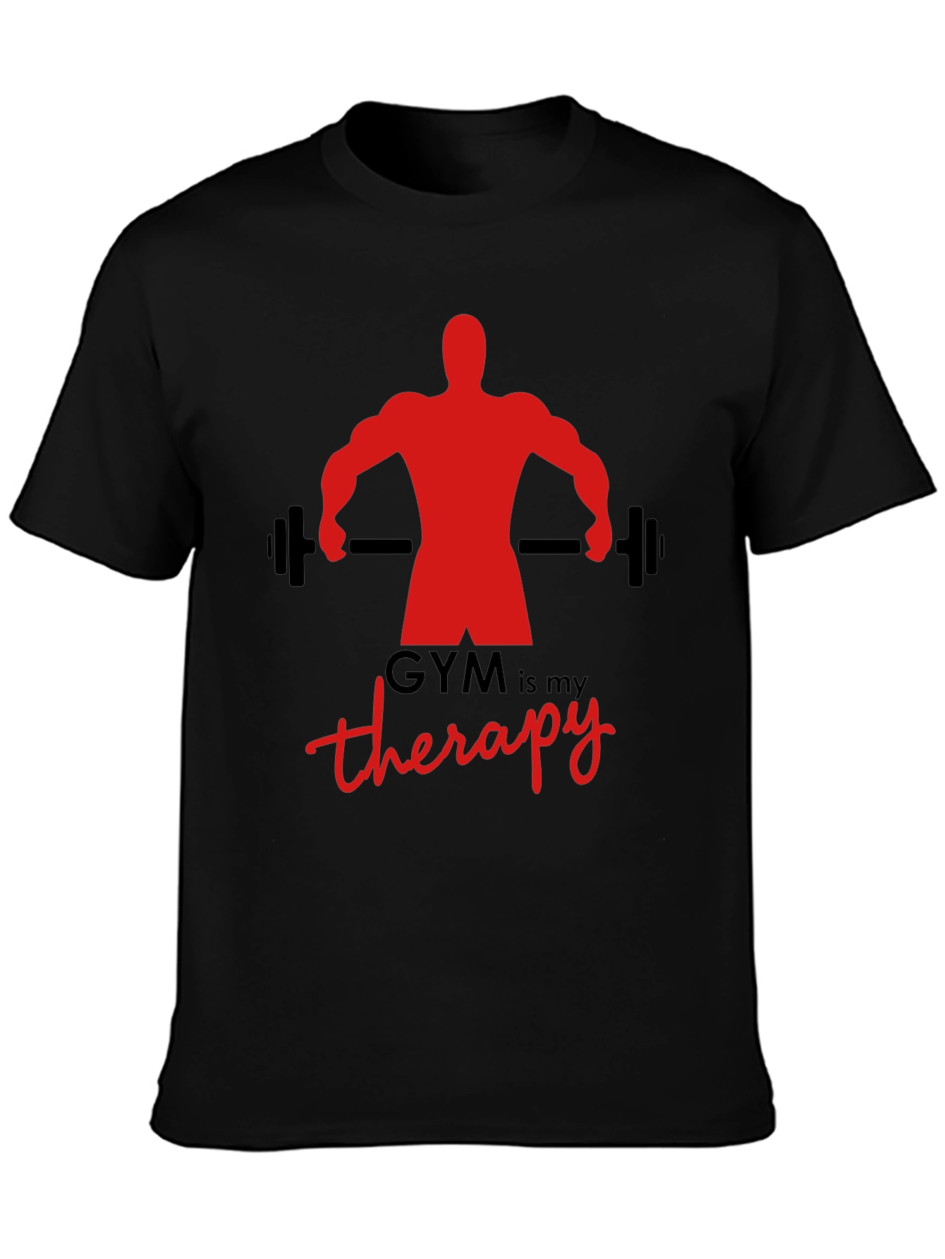Gym is My Therapy Black T-Shirt