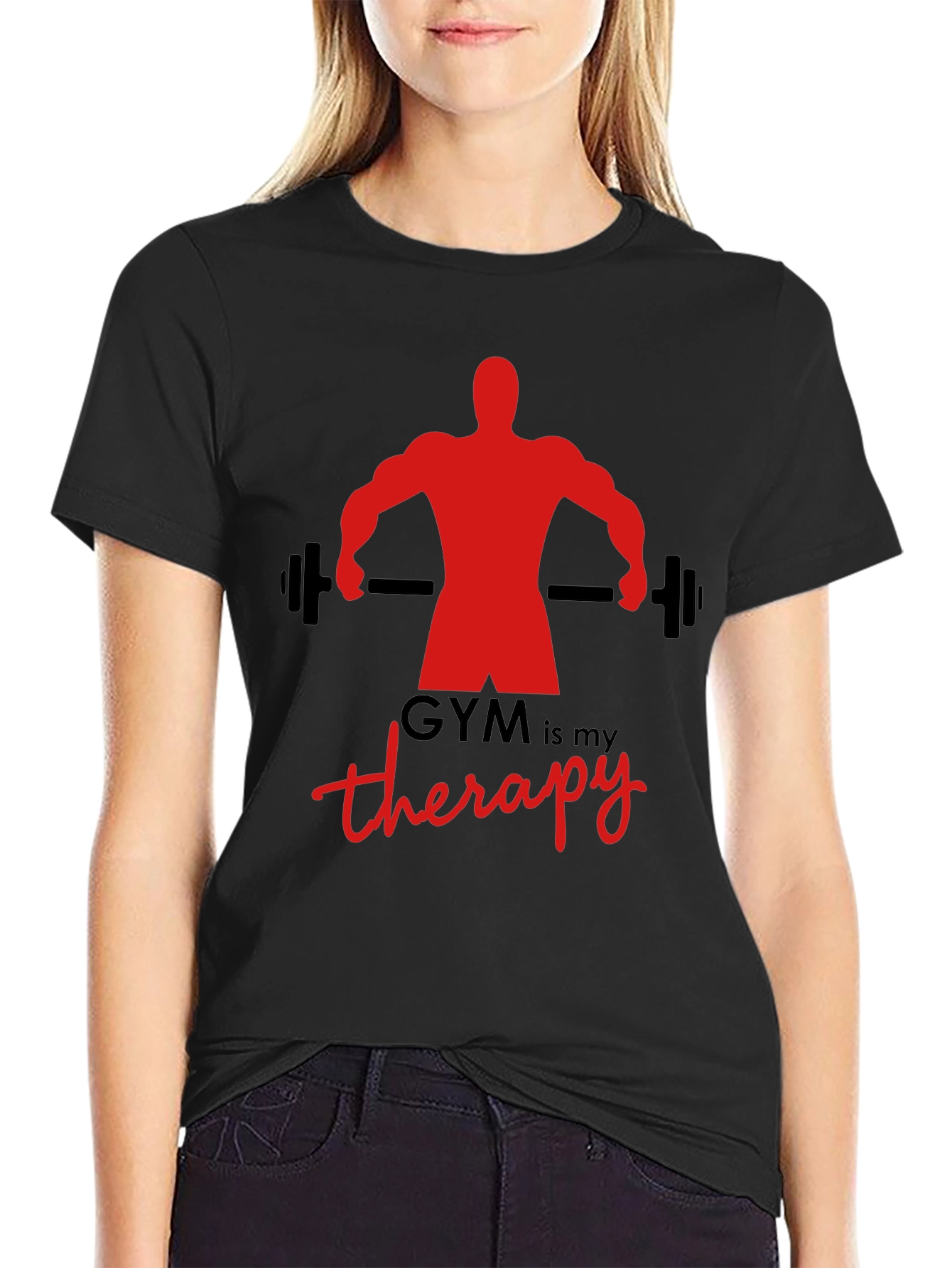 Gym is My Therapy Black T-Shirt