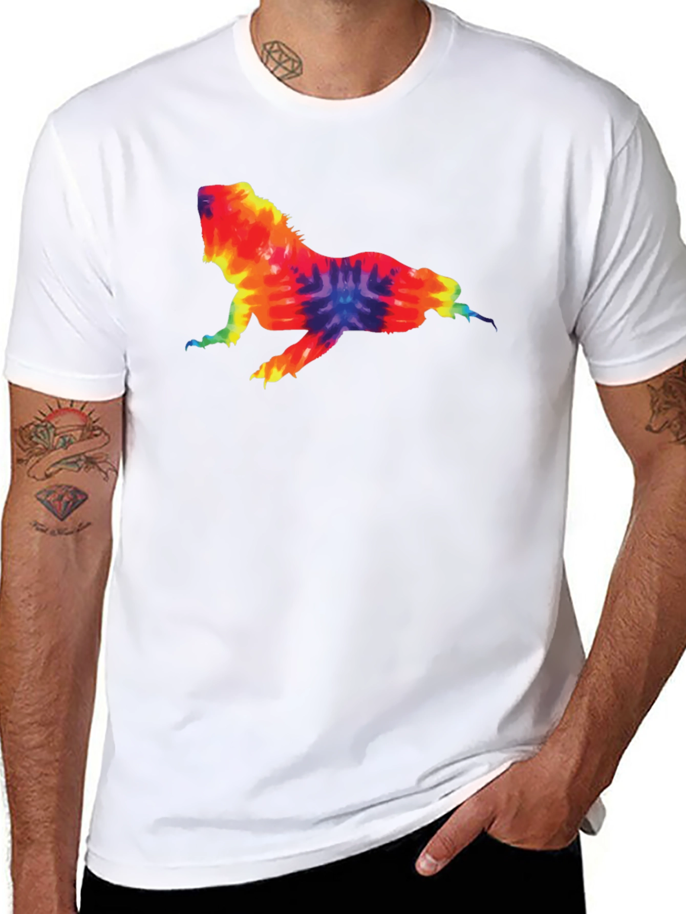 Tie Dye Lizard Graphic Tee - Cool & Casual