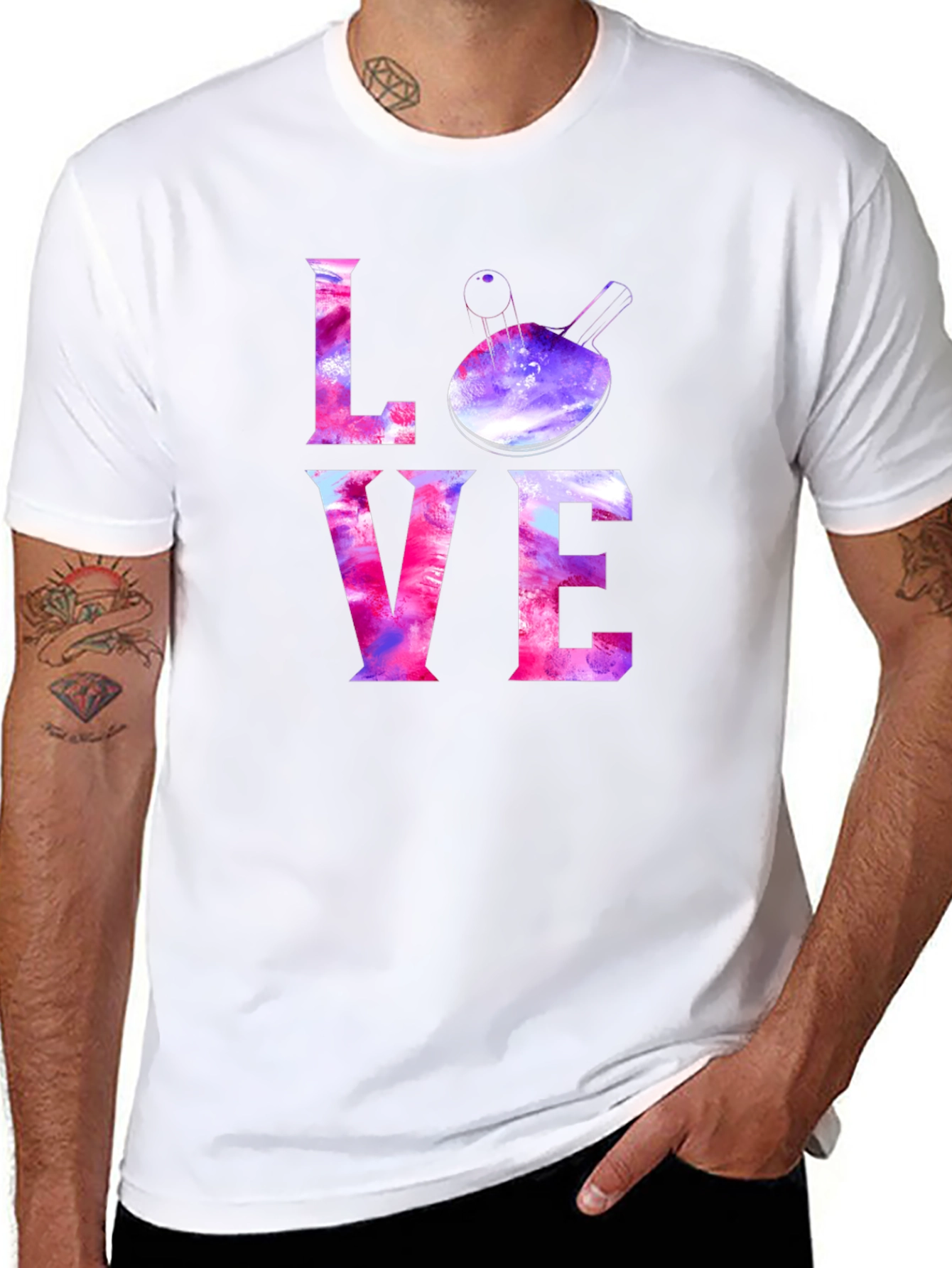 LOVE Ping Pong Paddle Graphic T-Shirt