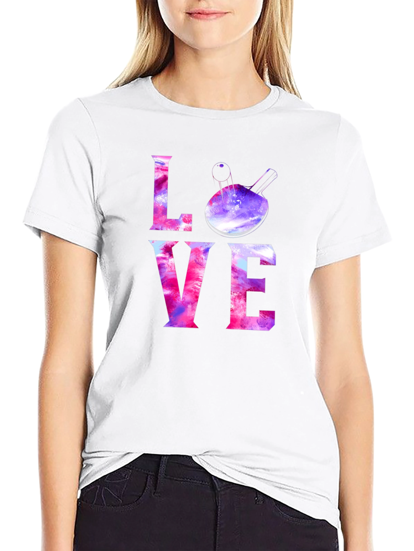 LOVE Ping Pong Paddle Graphic T-Shirt