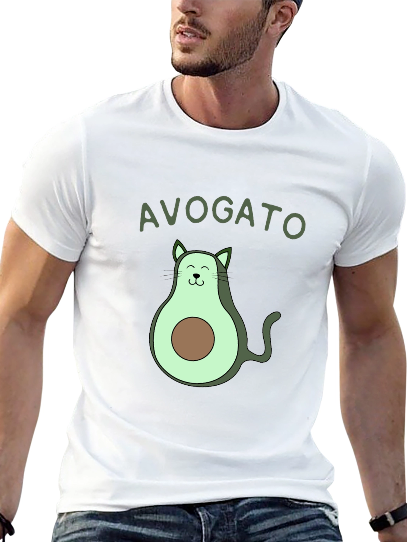 Avogato T-Shirt: Avocado Cat Graphic Tee