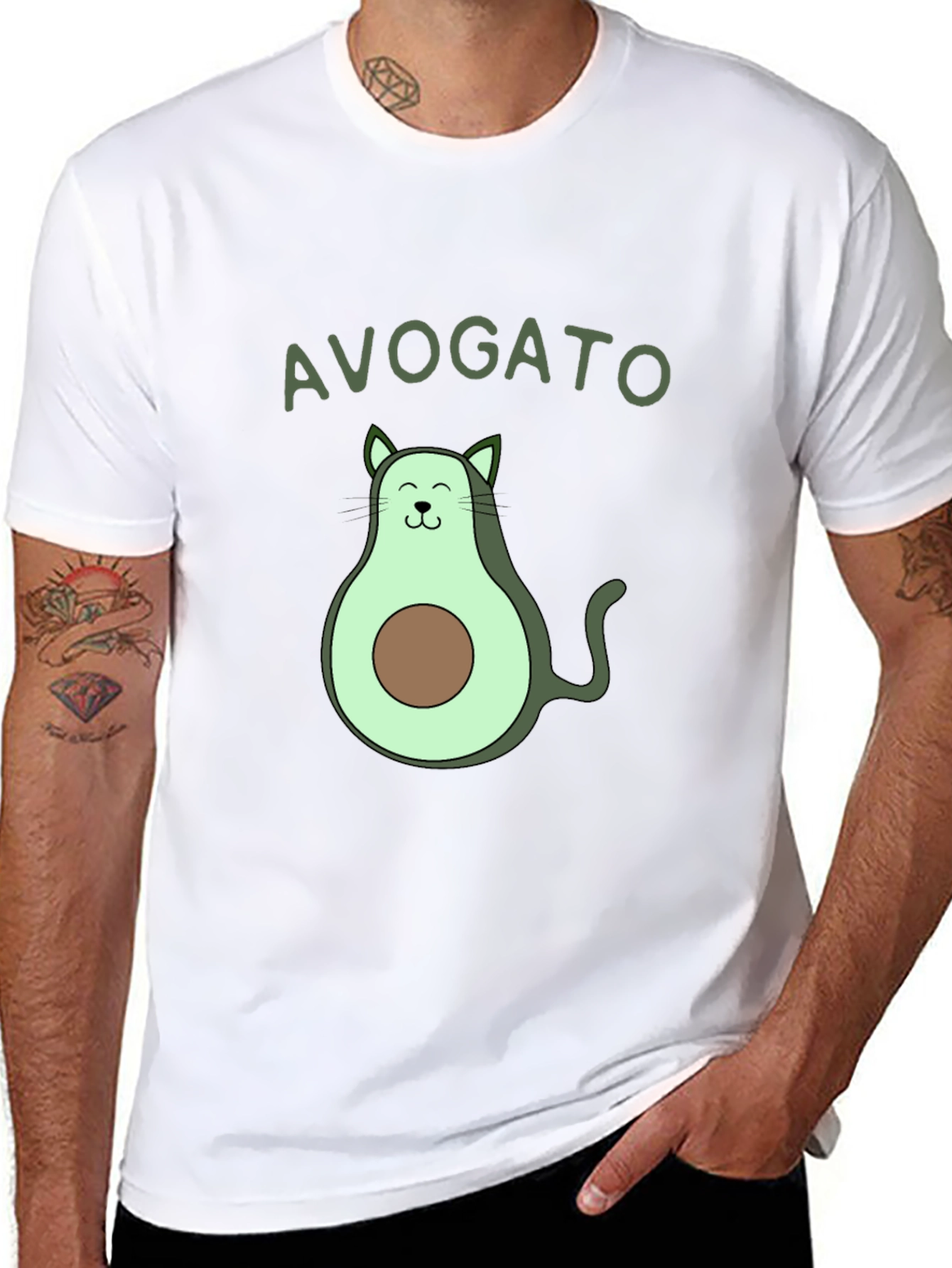 Avogato T-Shirt: Avocado Cat Graphic Tee