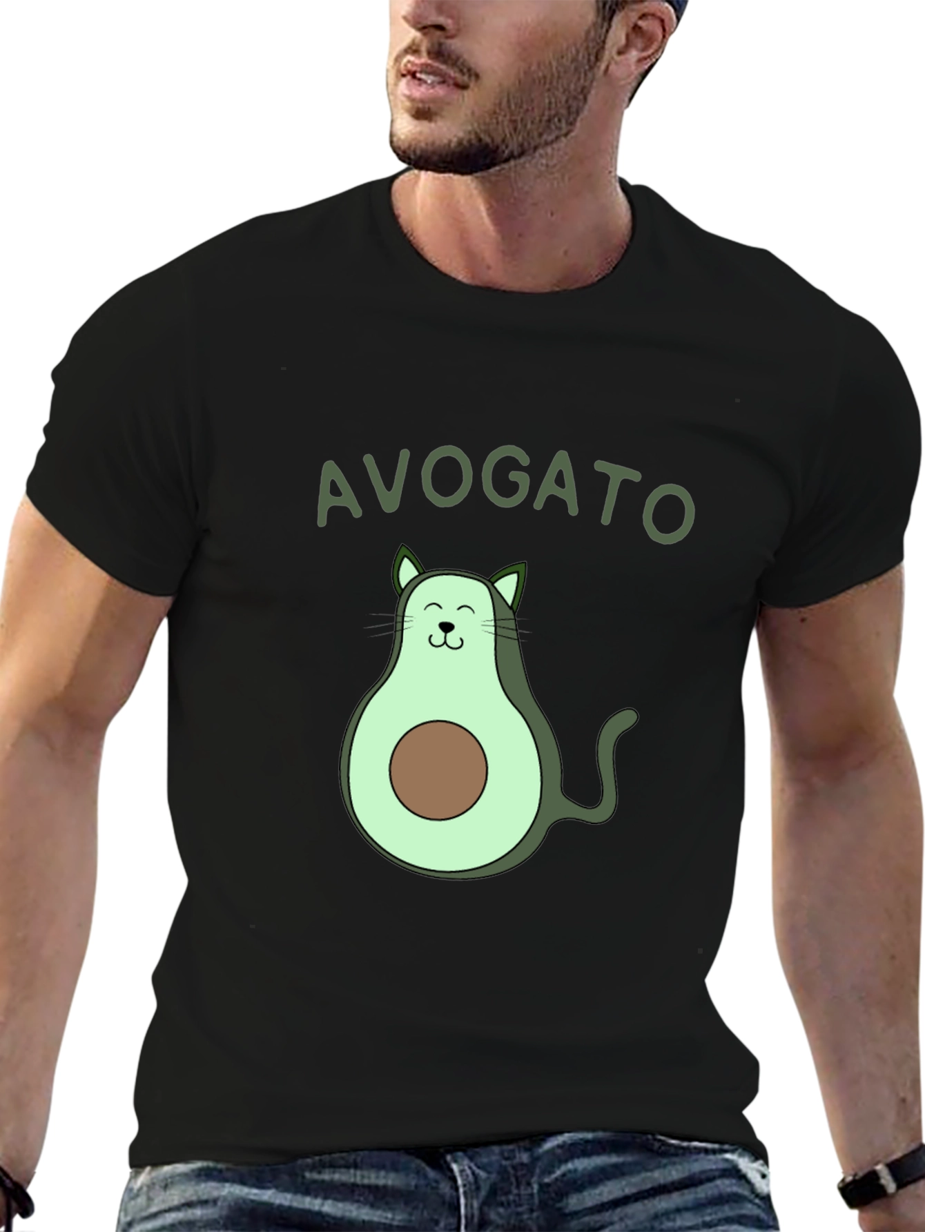 Avogato T-Shirt: Avocado Cat Graphic Tee