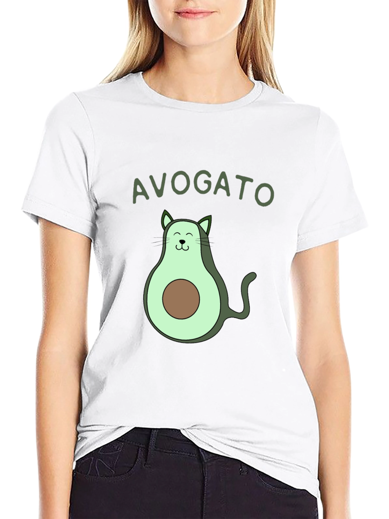 Avogato T-Shirt: Avocado Cat Graphic Tee