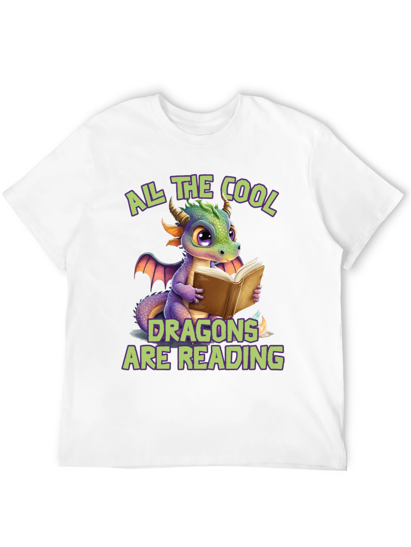 Cool Dragons Reading Black T-Shirt