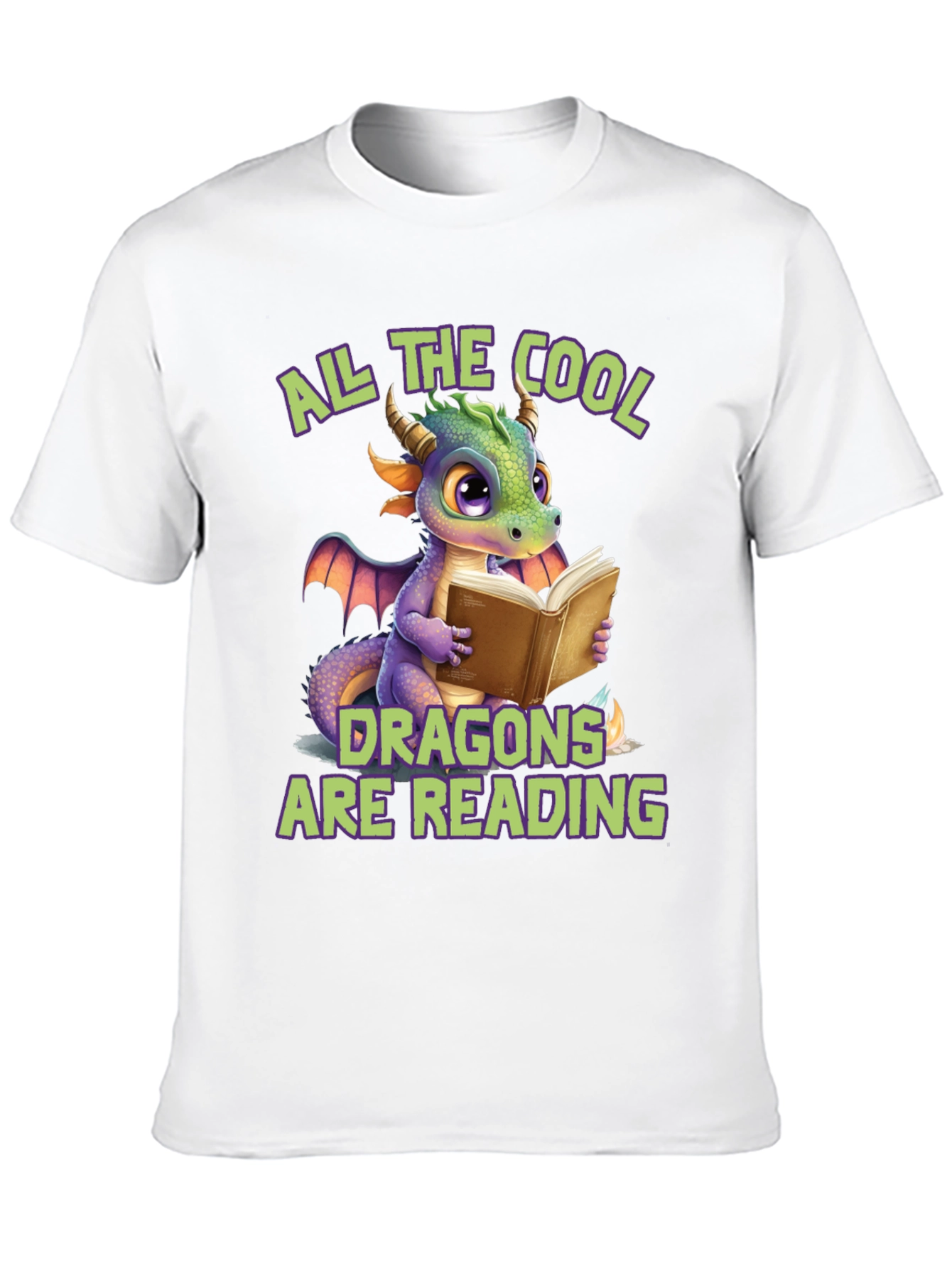 Cool Dragons Reading Black T-Shirt