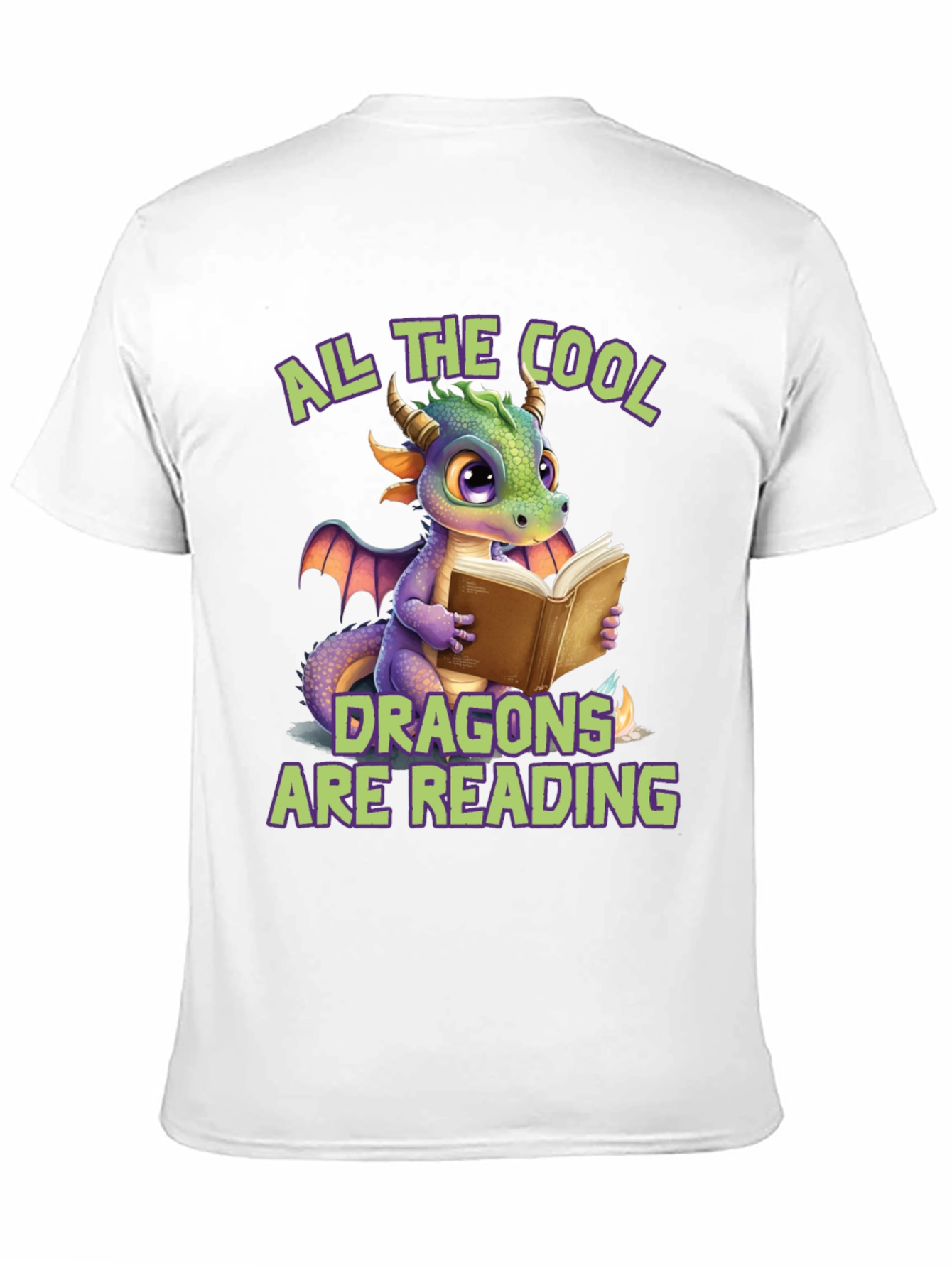 Cool Dragons Reading Black T-Shirt