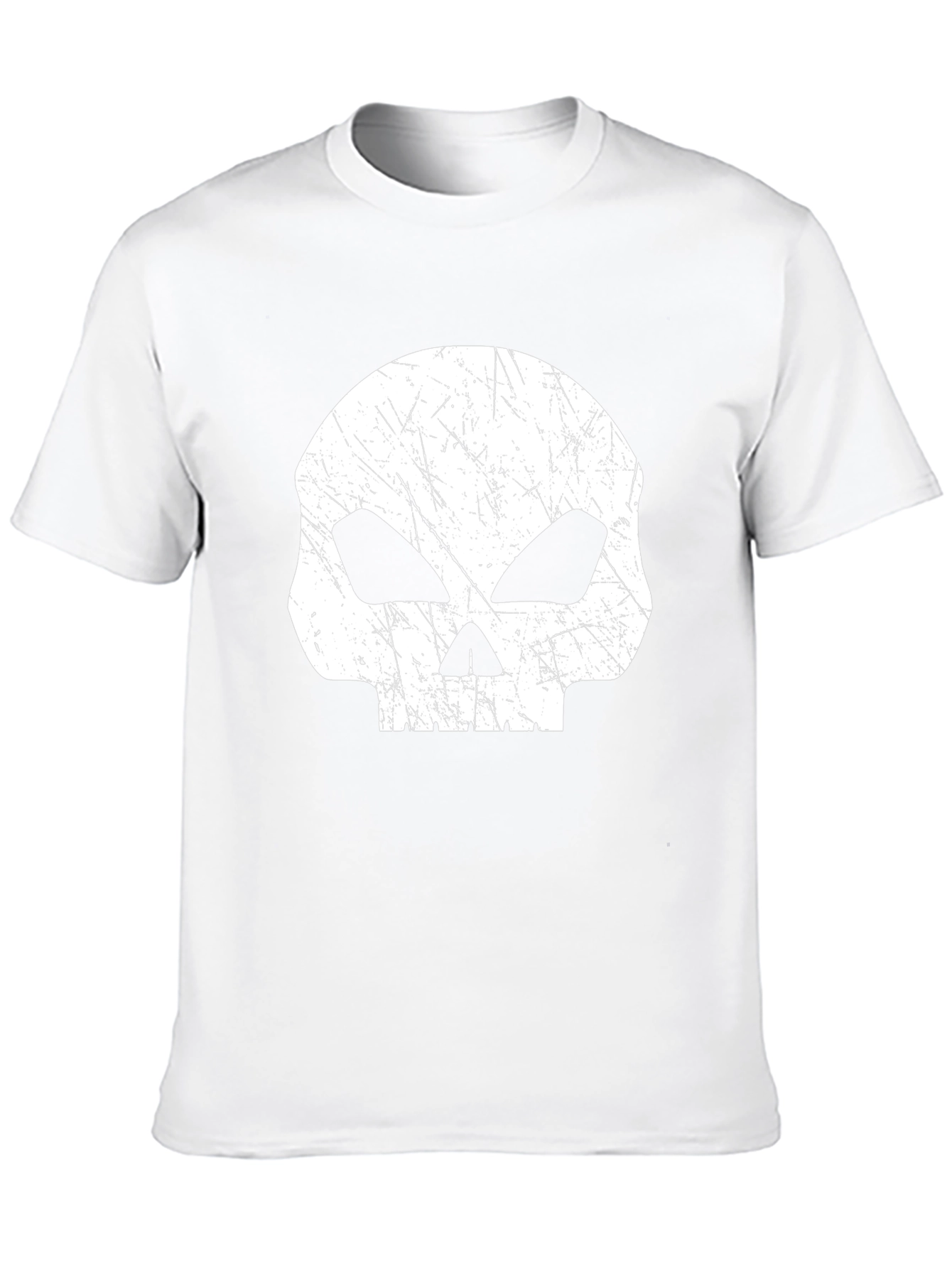 Mens Black T-Shirt with Distressed Skull Graphic