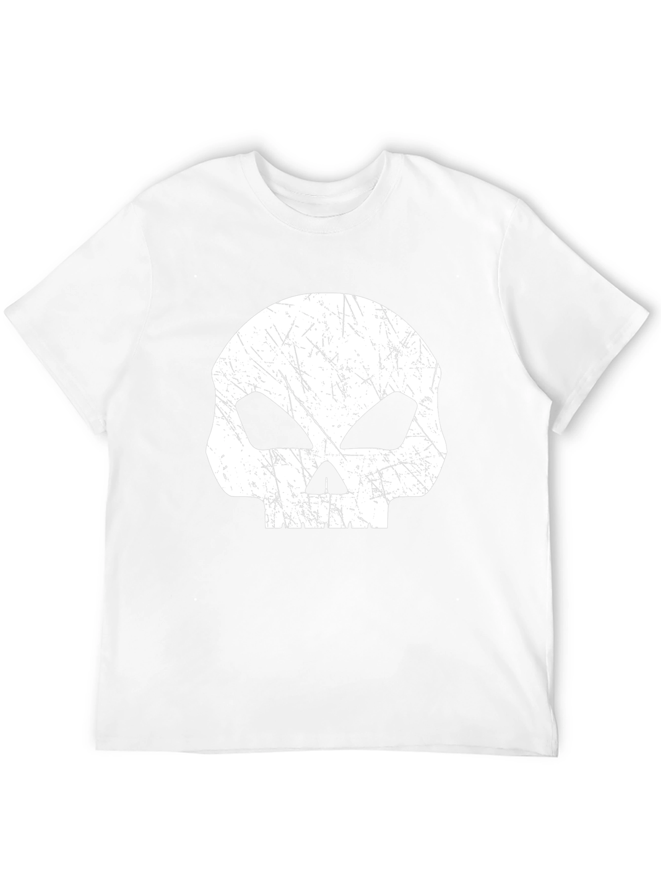 Mens Black T-Shirt with Distressed Skull Graphic