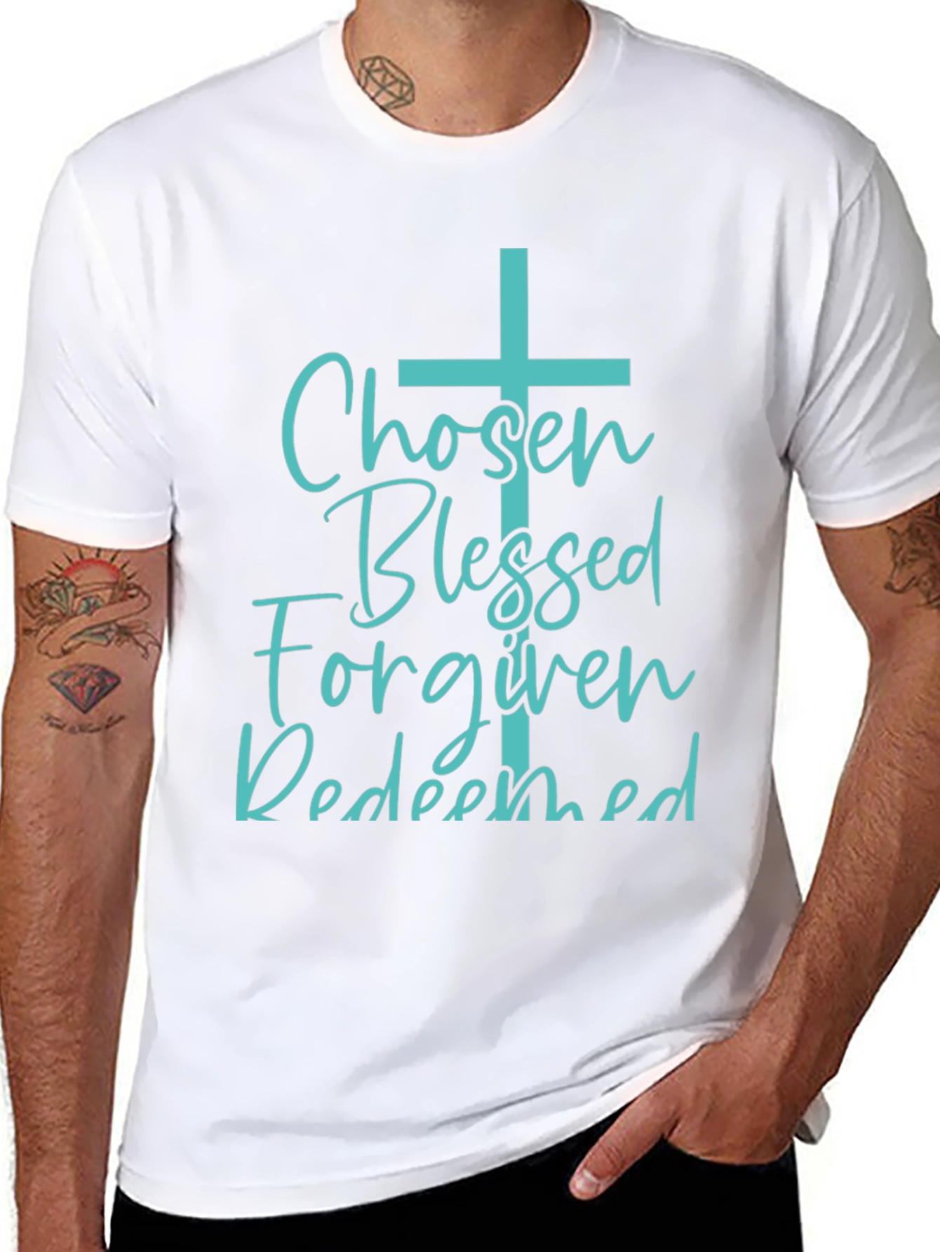 Chosen Blessed Forgiven Redeemed Christian Tee