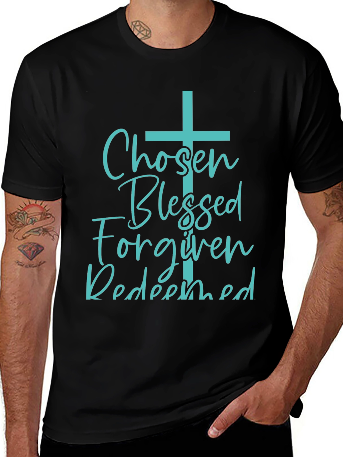 Chosen Blessed Forgiven Redeemed Christian Tee