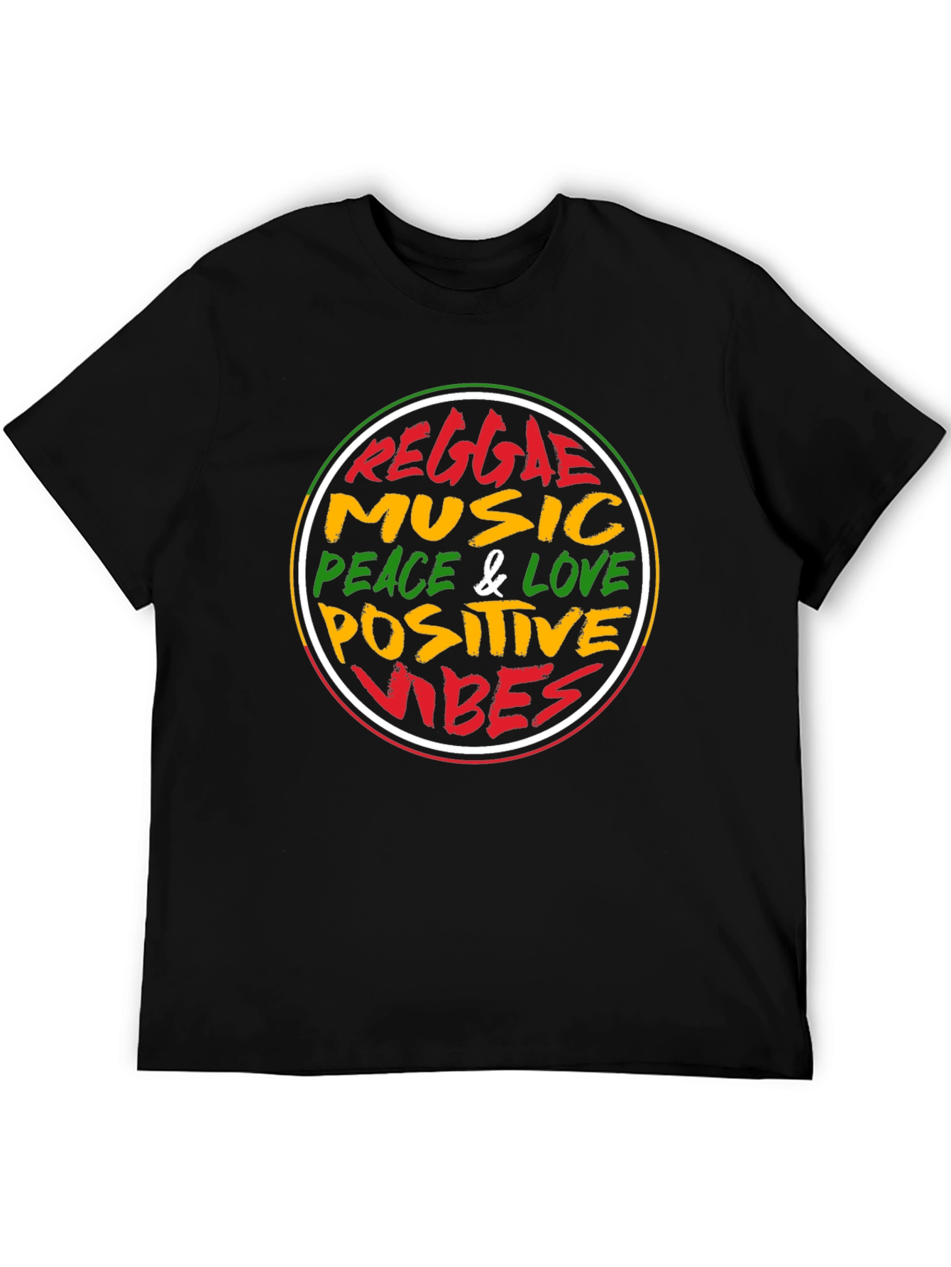 Reggae Music Peace & Love Black T-Shirt