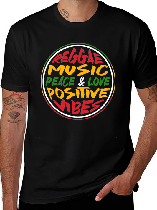 Reggae Music Peace & Love Black T-Shirt
