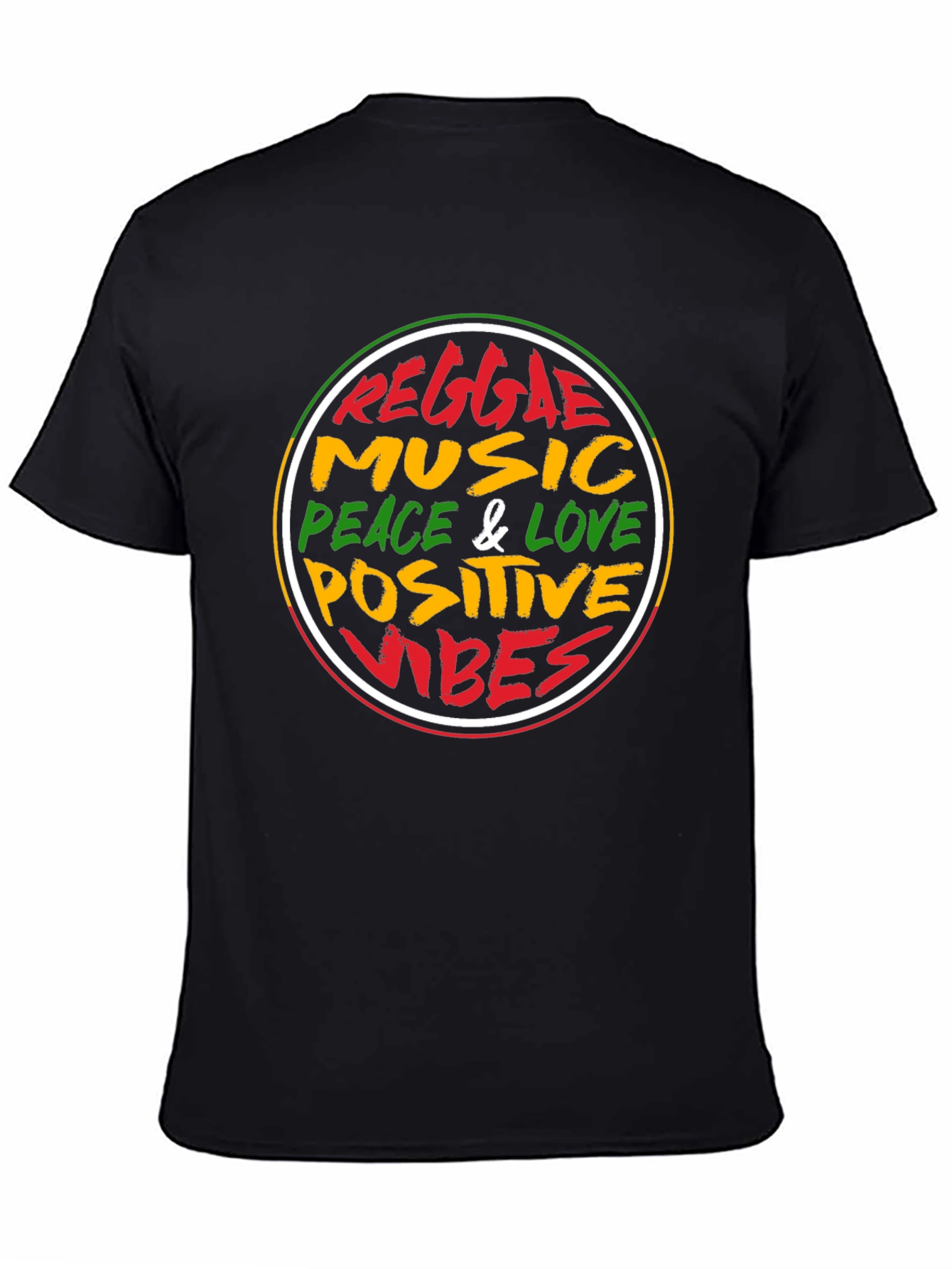 Reggae Music Peace & Love Black T-Shirt