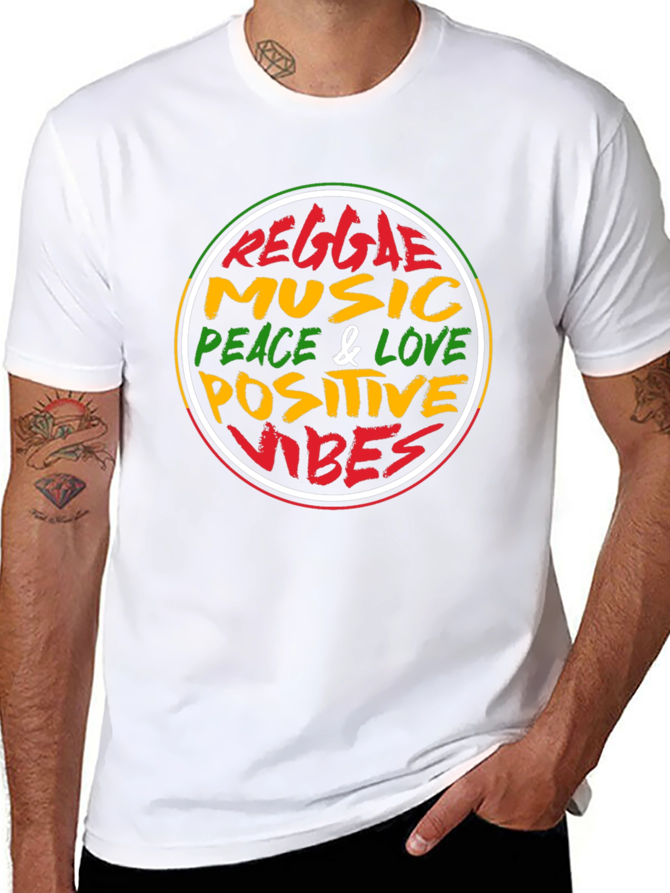 Reggae Music Peace & Love Black T-Shirt