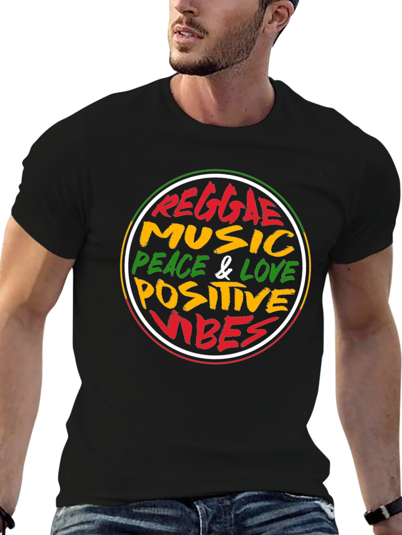 Reggae Music Peace & Love Black T-Shirt