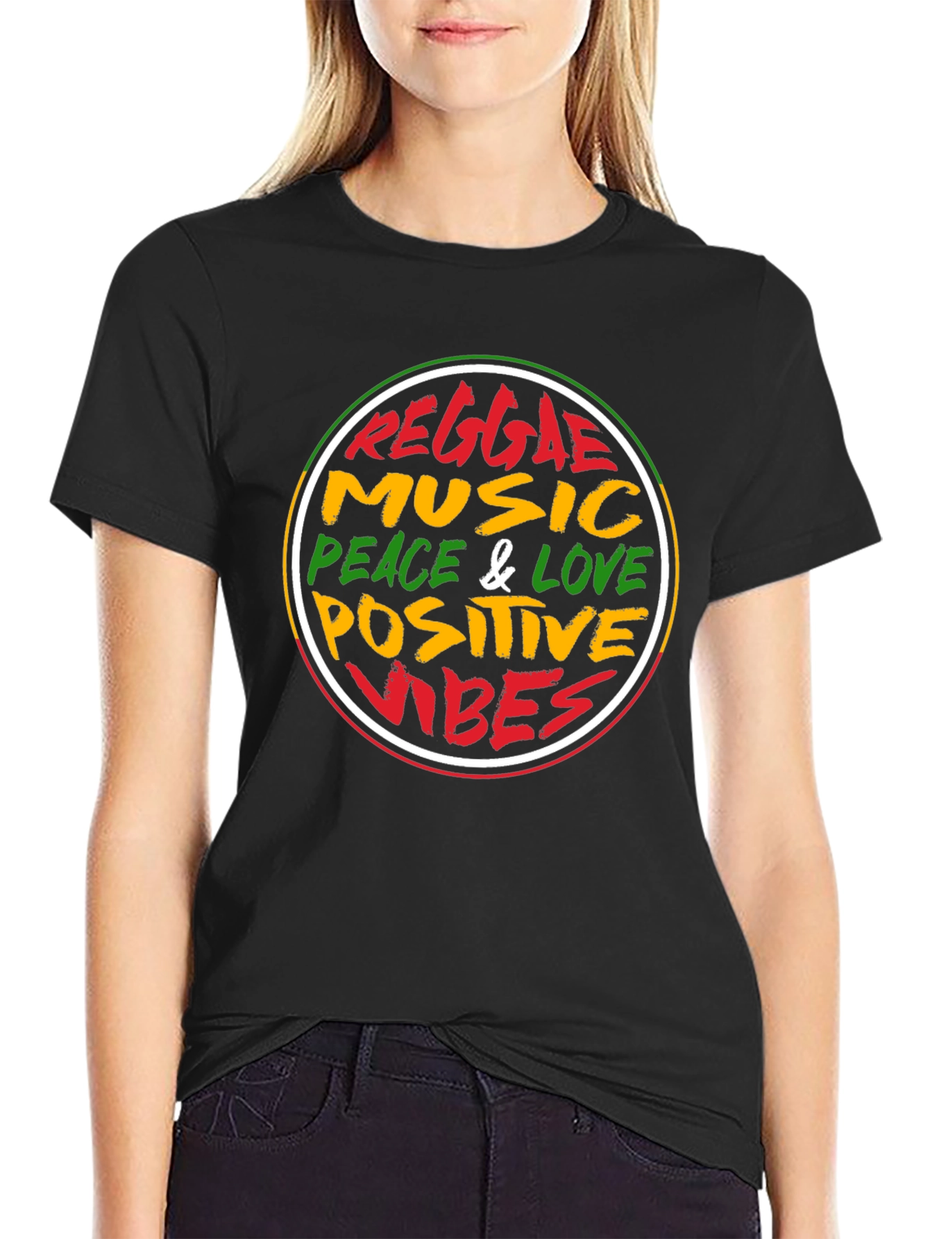 Reggae Music Peace & Love Black T-Shirt