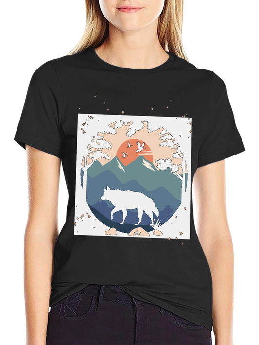 Wolf Nature Graphic Tee - Black