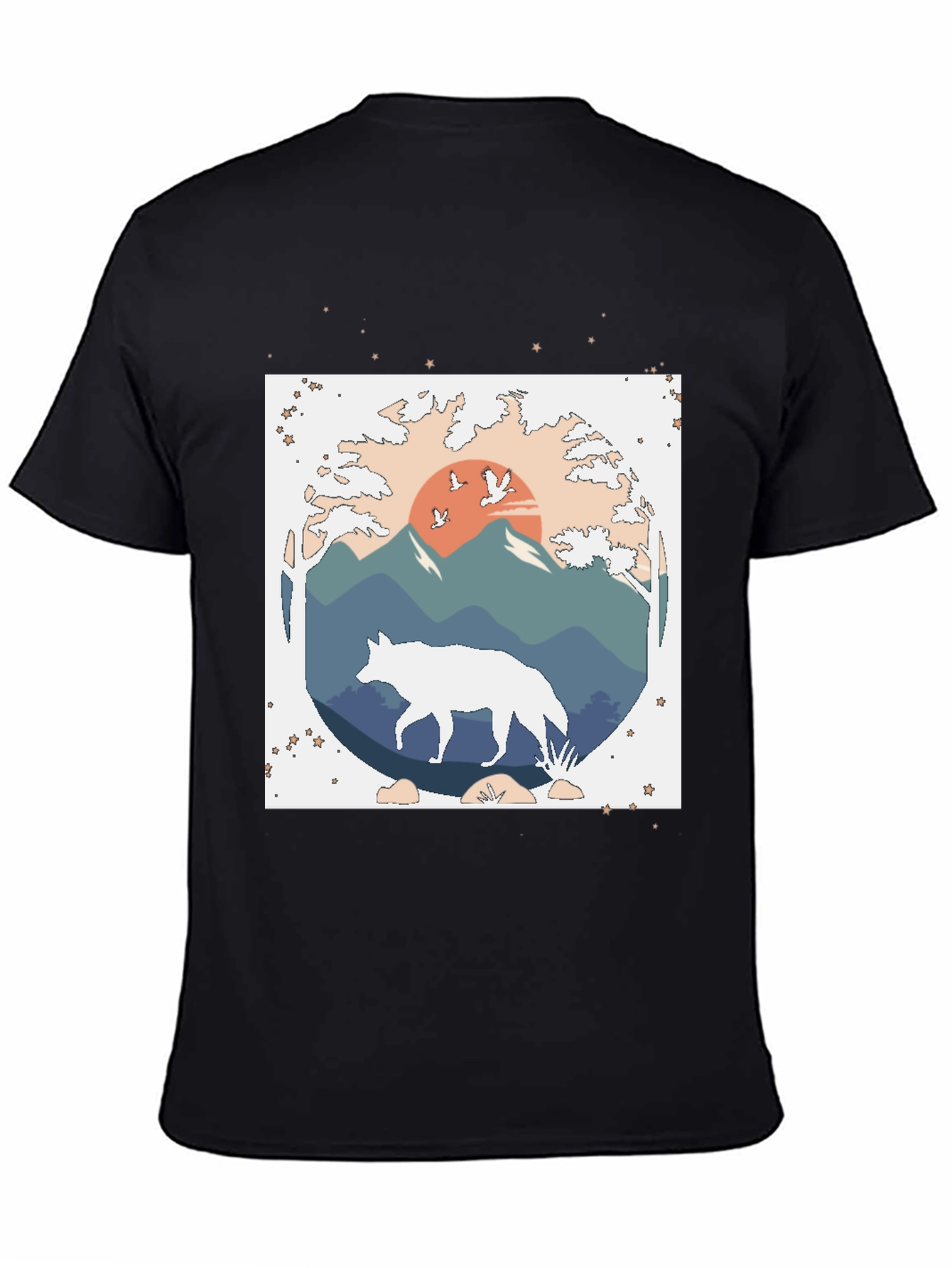 Wolf Nature Graphic Tee - Black
