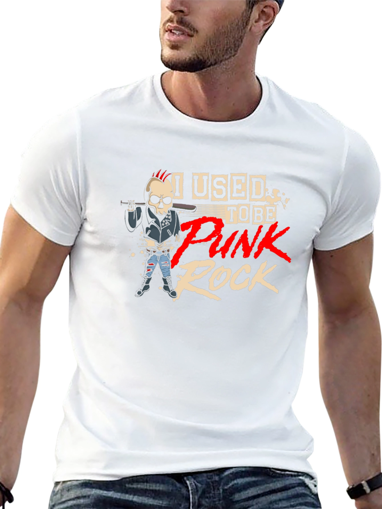 Punk Rock Skeleton Graphic T-Shirt