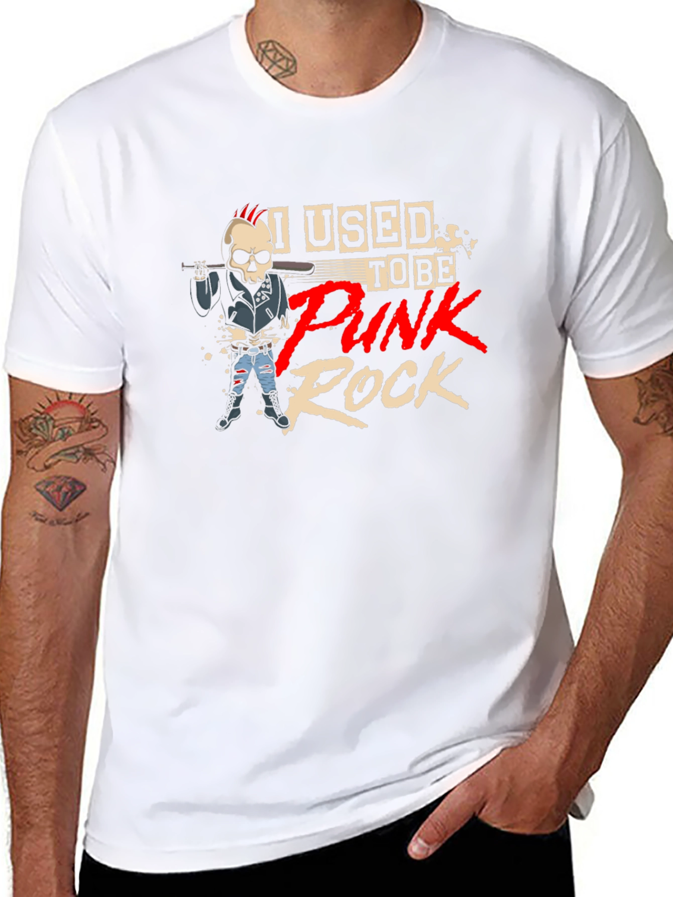 Punk Rock Skeleton Graphic T-Shirt