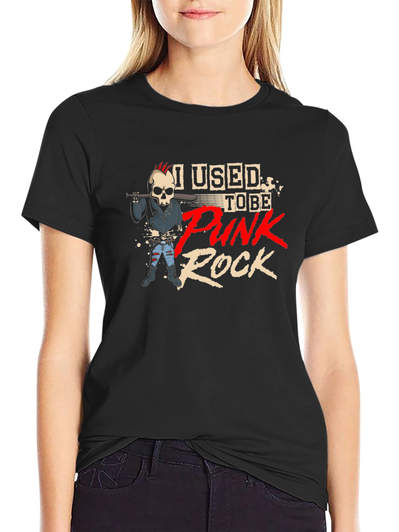 Punk Rock Skeleton Graphic T-Shirt