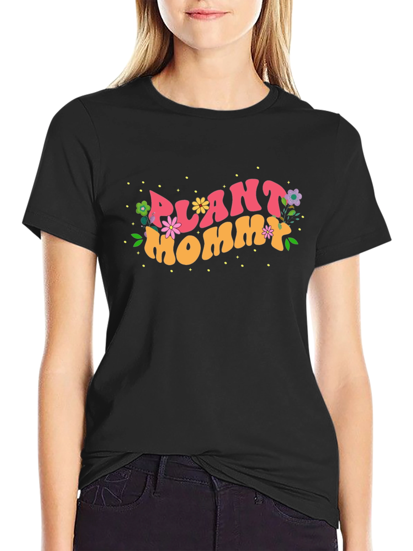 Plant Mommy Black Cotton T-Shirt