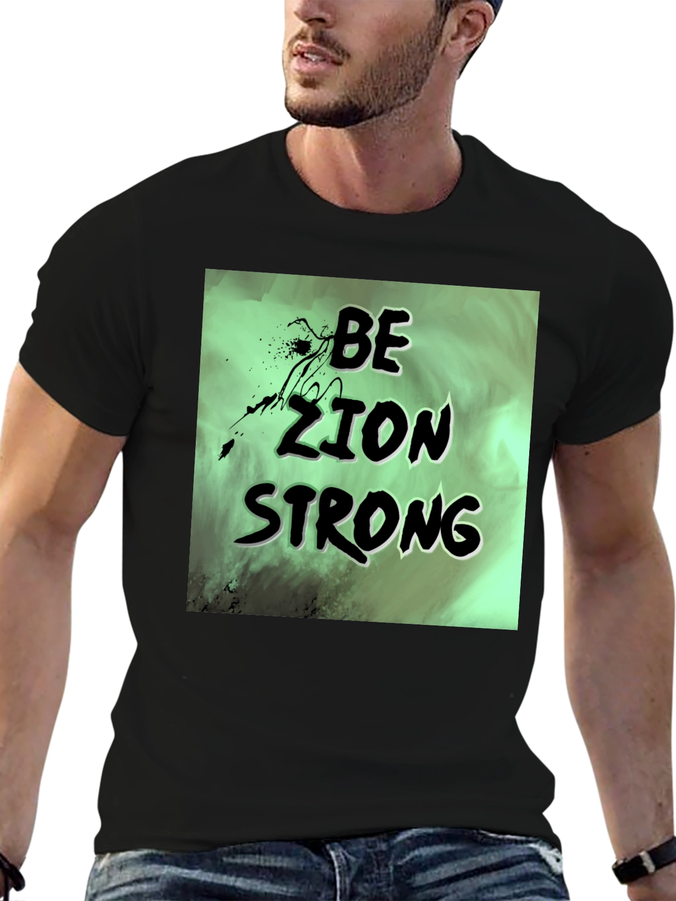 Be Zion Strong Graphic T-Shirt - Black Cotton Tee