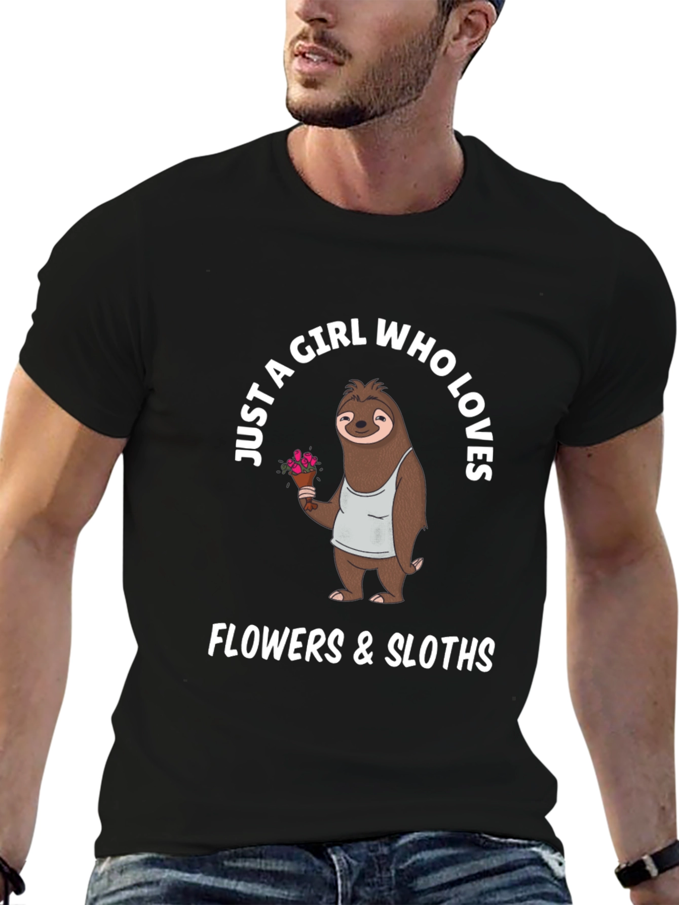 Girl Who Loves Flowers & Sloths T-Shirt