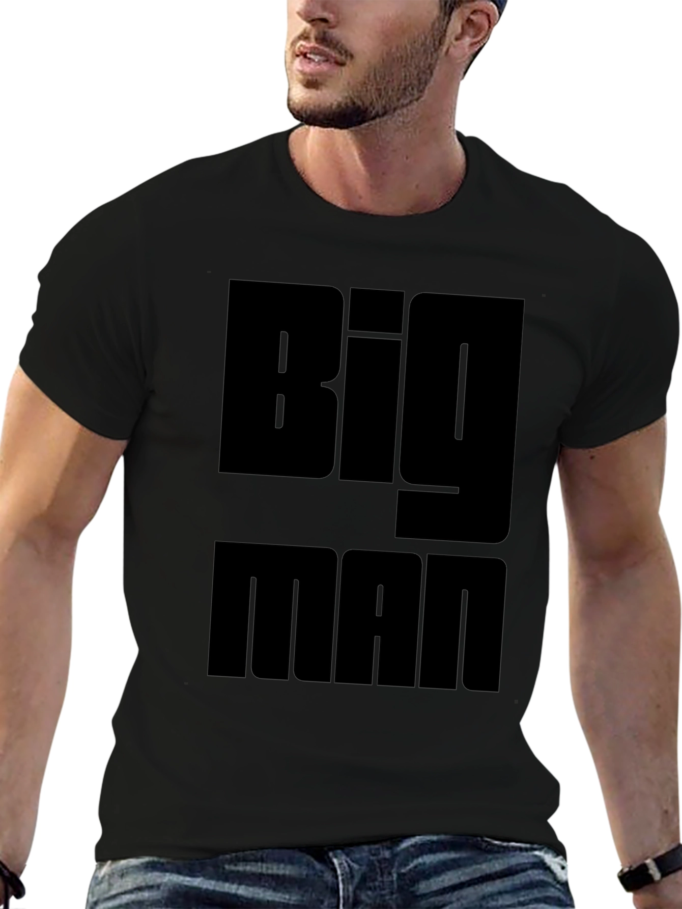 Big Man Black Graphic Tee - Bold Statement Shirt