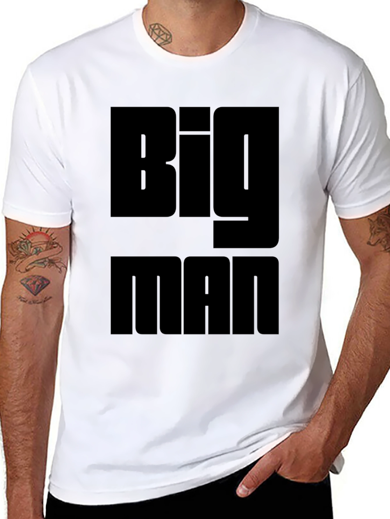 Big Man Black Graphic Tee - Bold Statement Shirt