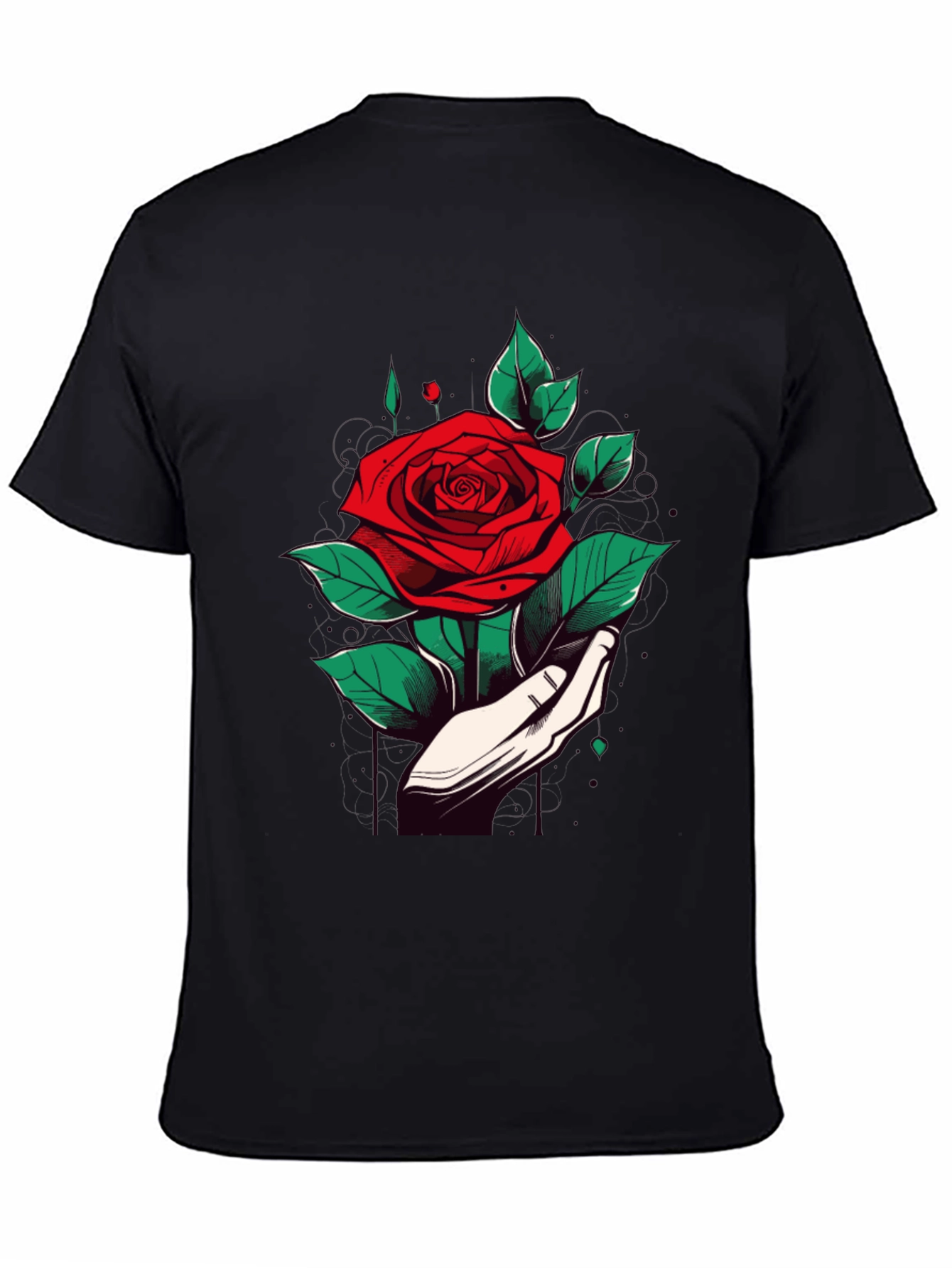 Rose Hand Graphic Black T-Shirt