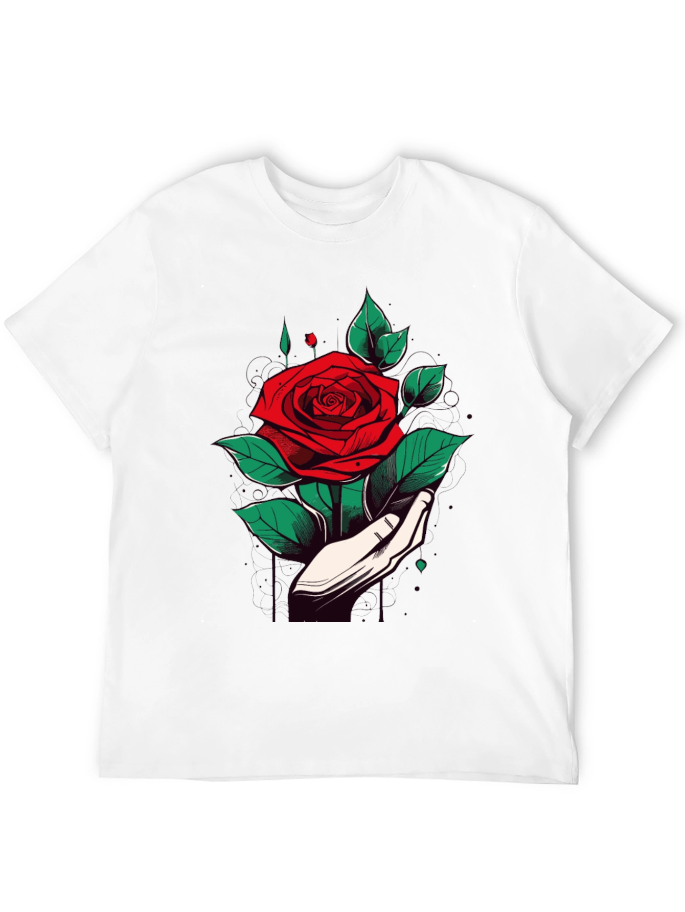 Rose Hand Graphic Black T-Shirt