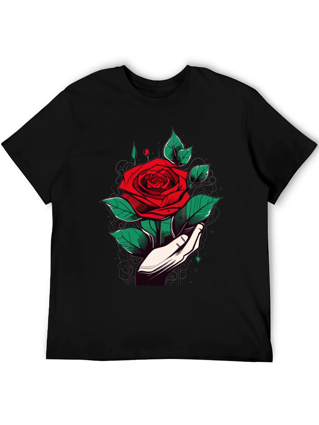 Rose Hand Graphic Black T-Shirt