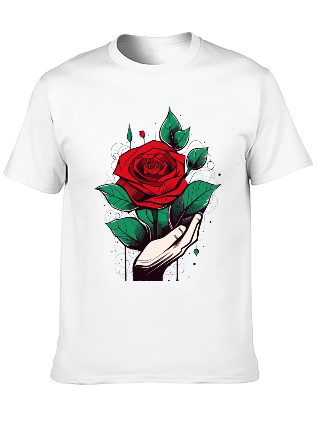 Rose Hand Graphic Black T-Shirt