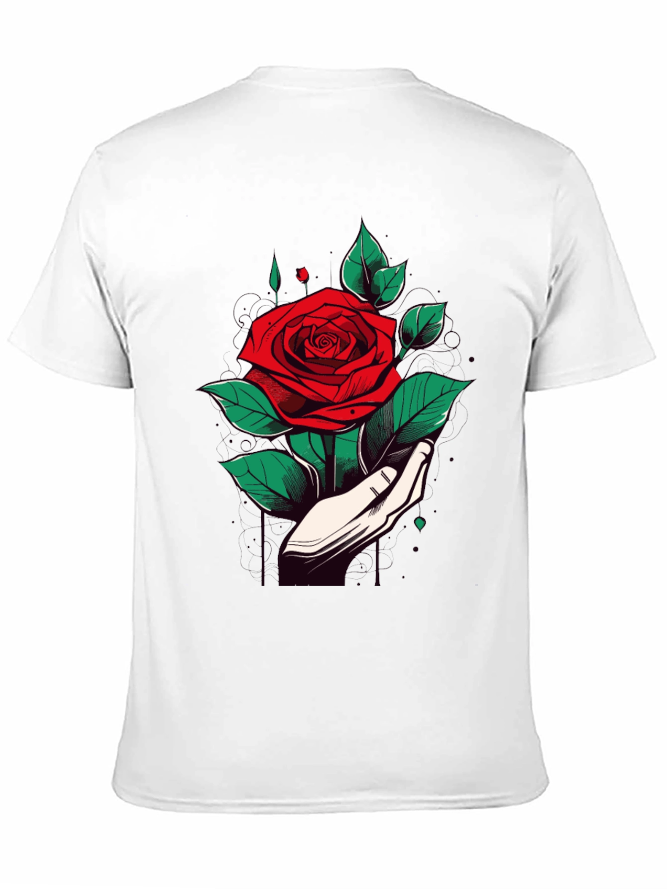Rose Hand Graphic Black T-Shirt