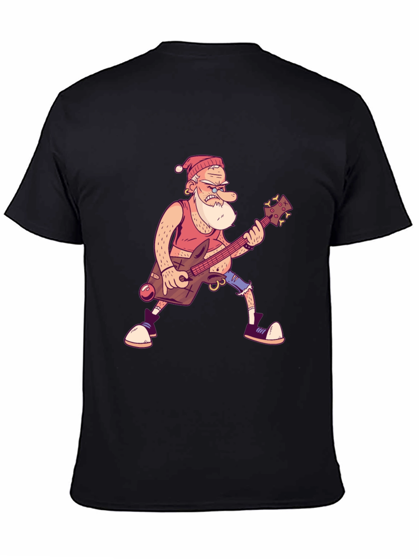 Santa Guitarist Graphic T-Shirt - Black