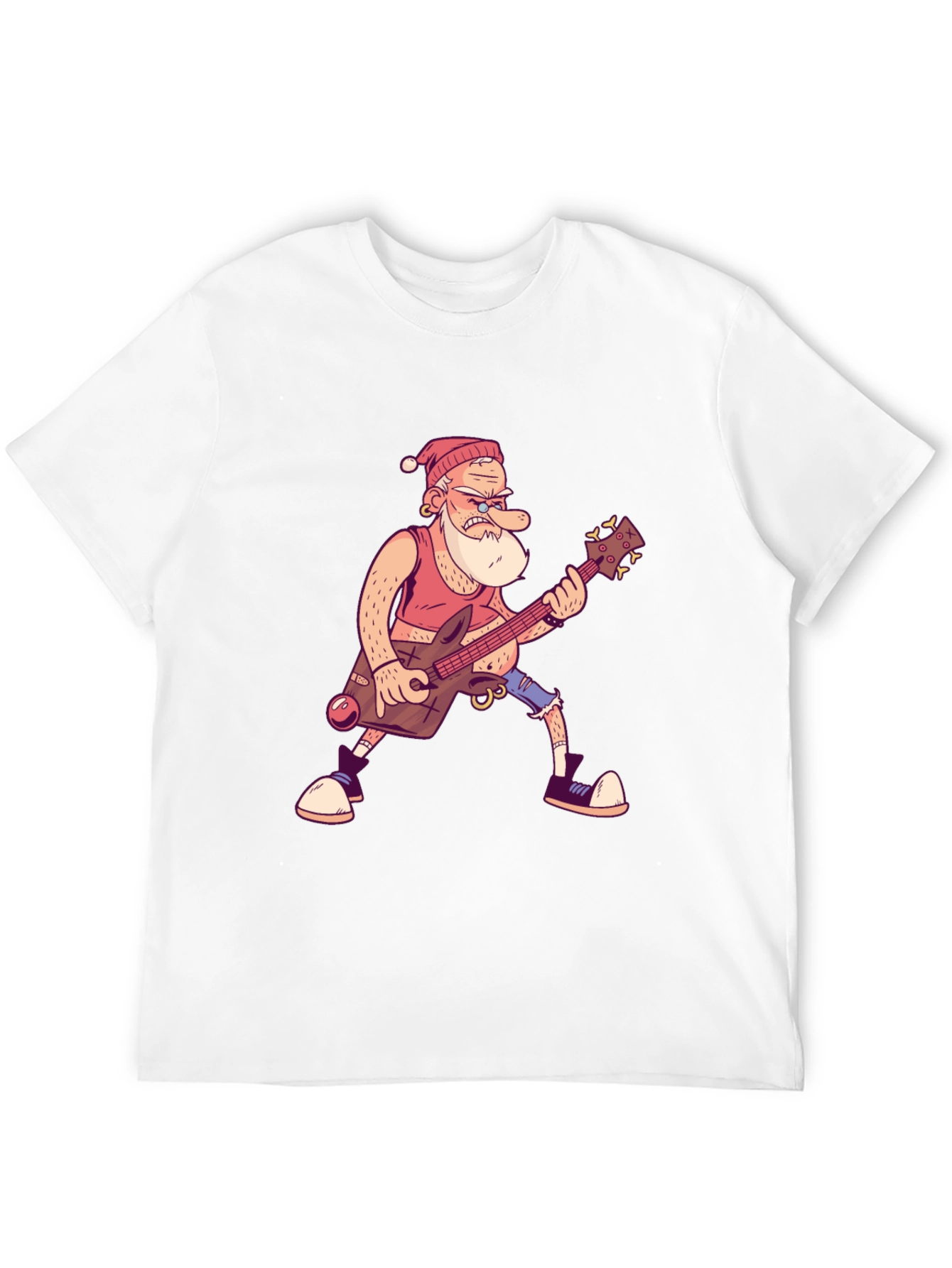 Santa Guitarist Graphic T-Shirt - Black