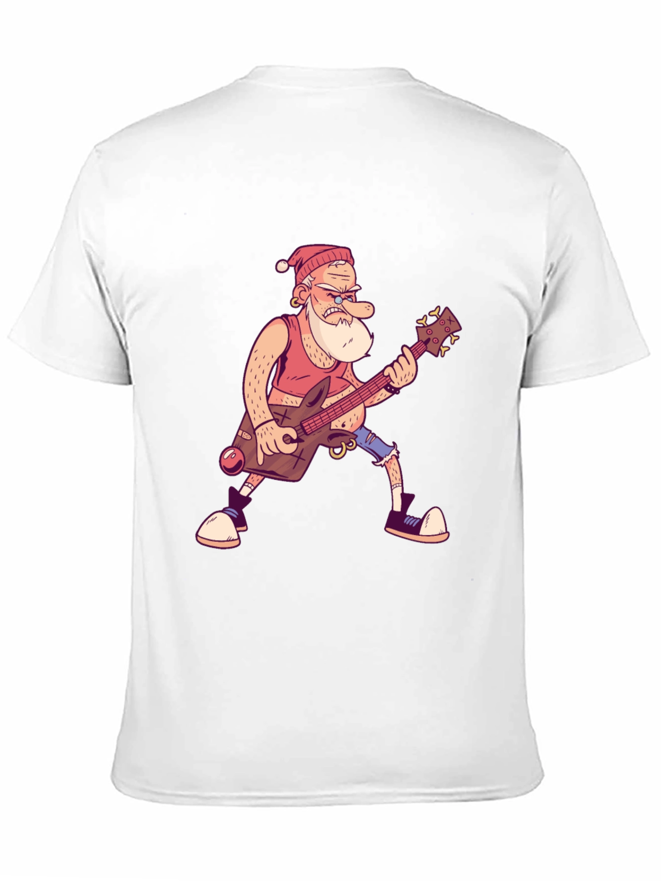 Santa Guitarist Graphic T-Shirt - Black