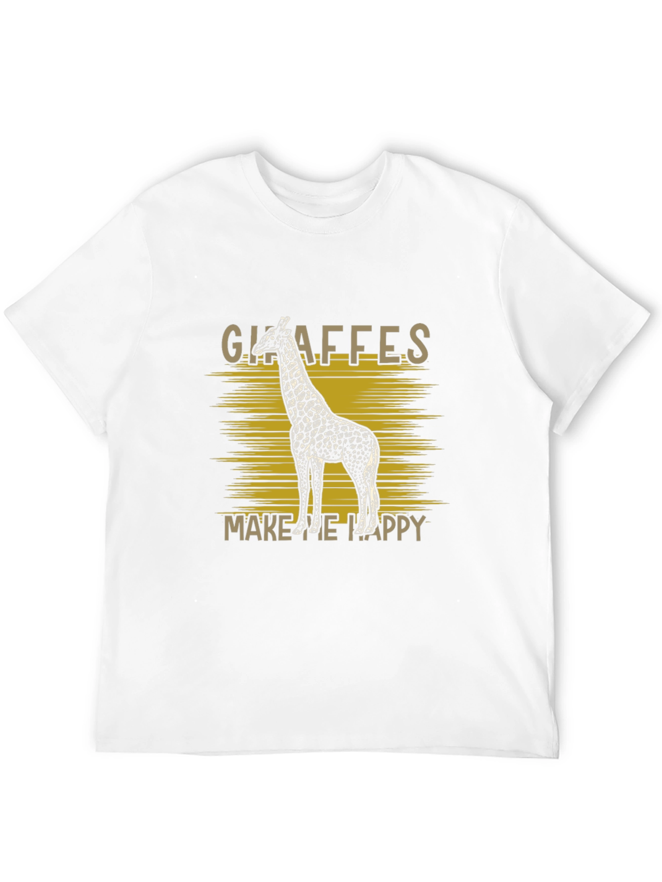 Giraffes Make Me Happy Black Graphic T-Shirt