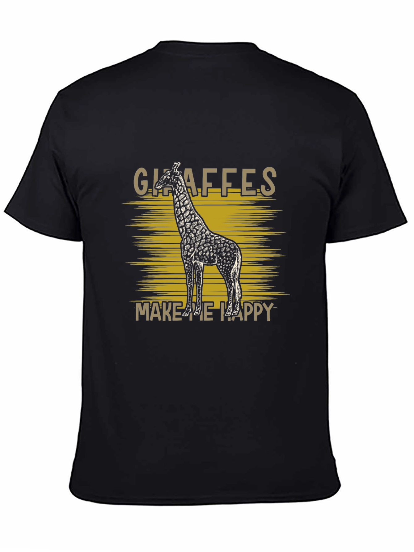 Giraffes Make Me Happy Black Graphic T-Shirt