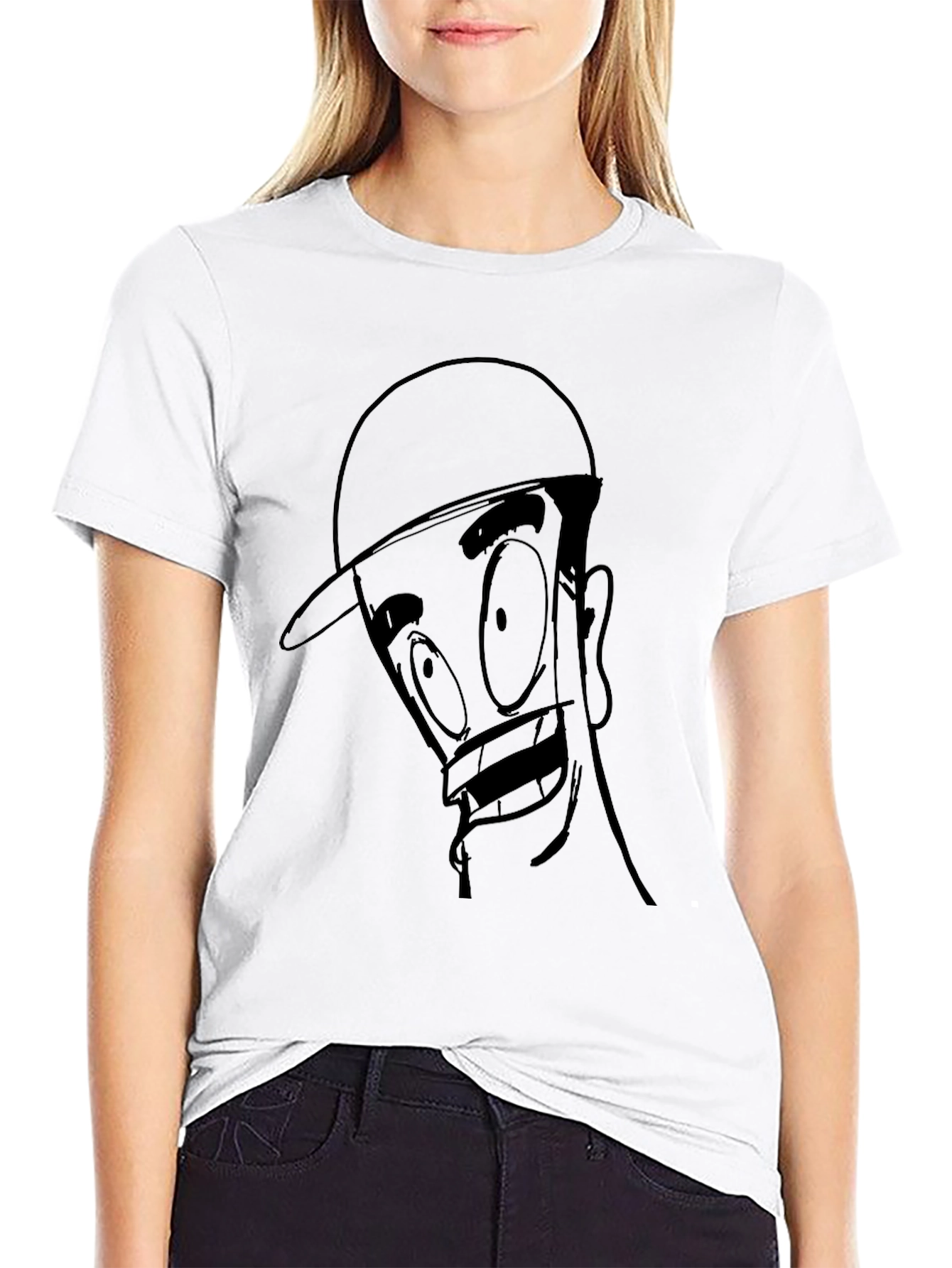 Cartoon Face Black T-Shirt - Unique Graphic Tee