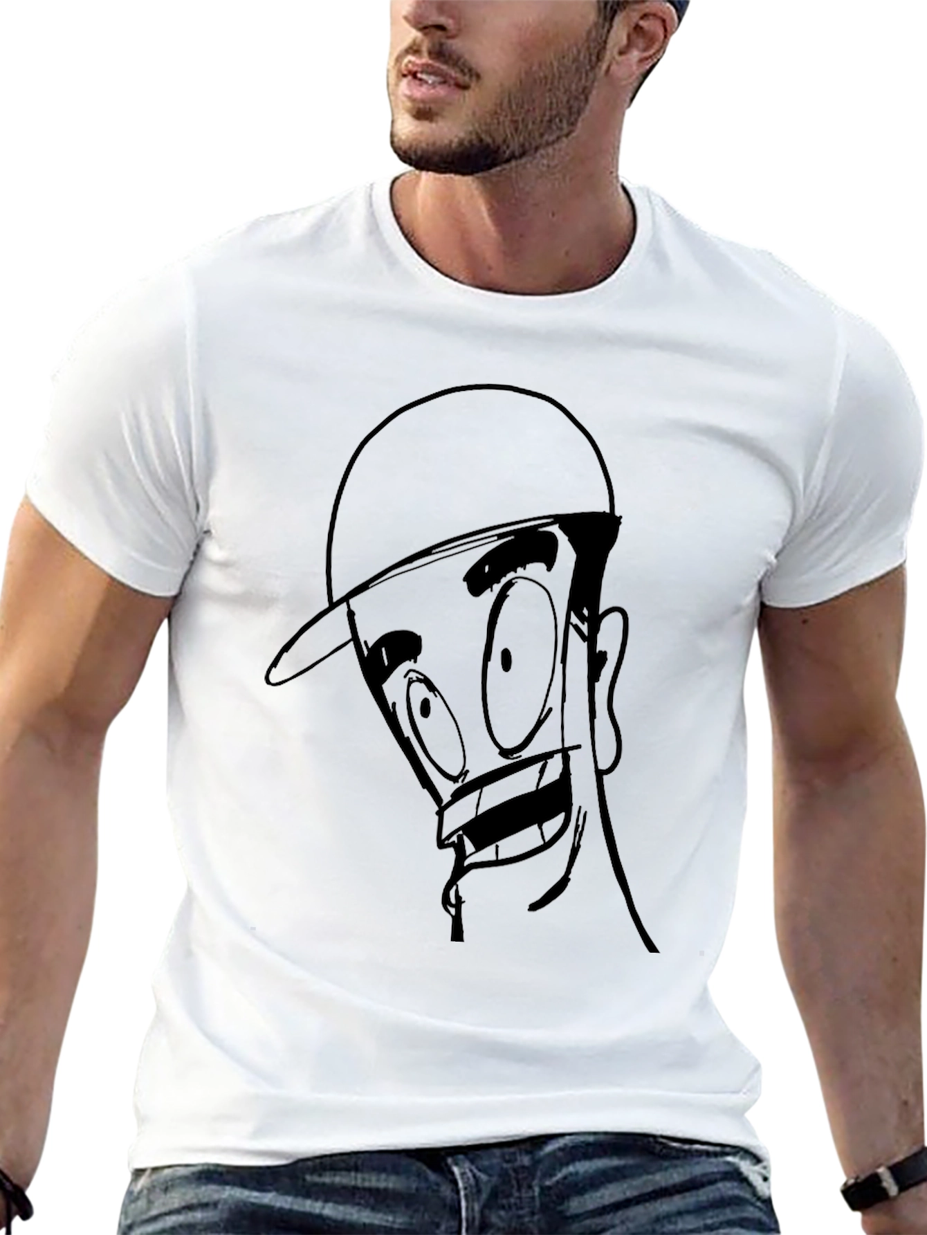 Cartoon Face Black T-Shirt - Unique Graphic Tee