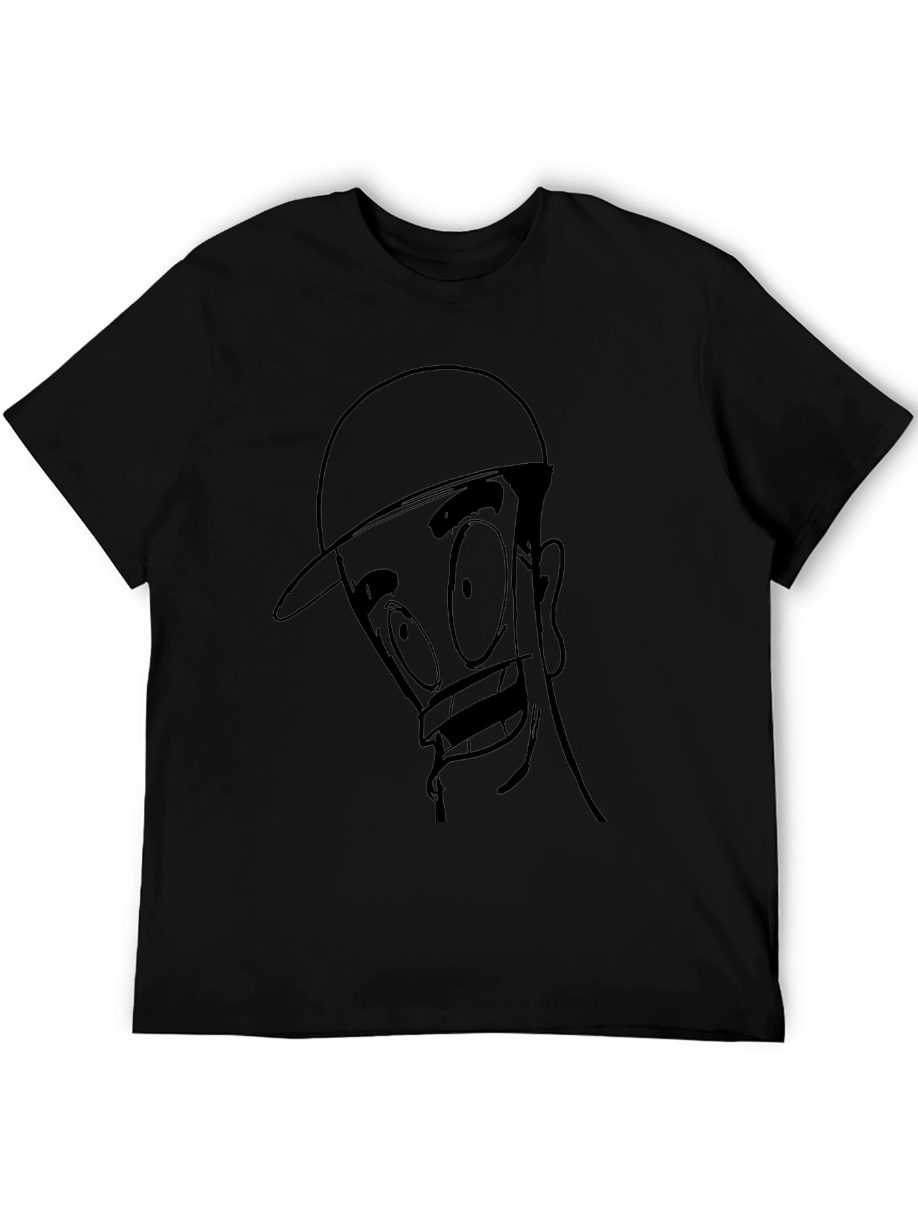 Cartoon Face Black T-Shirt - Unique Graphic Tee