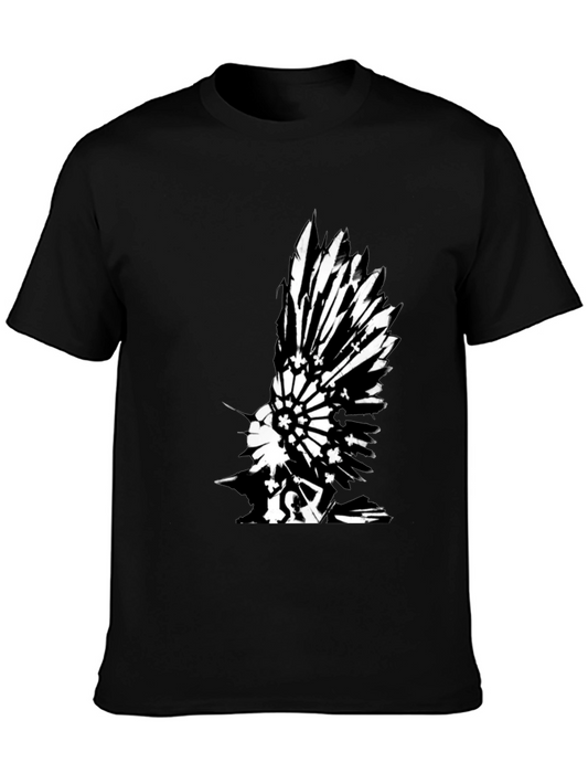 Black T-Shirt with Graphic Bird Print