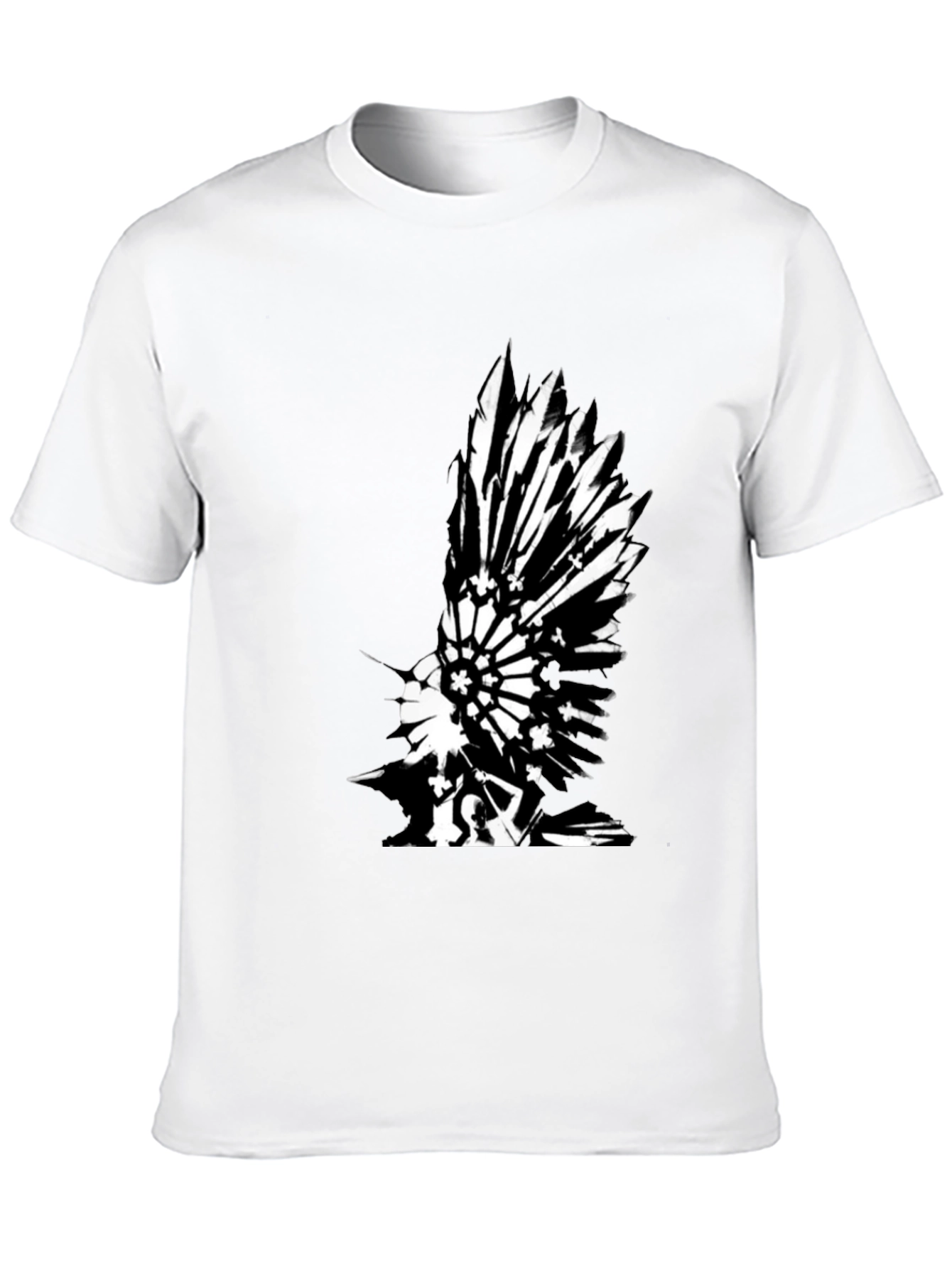 Black T-Shirt with Graphic Bird Print