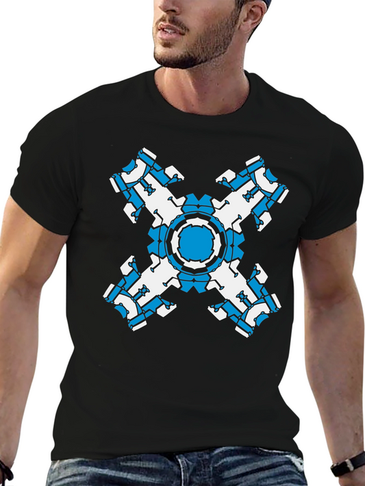 Geometric Graphic Print Mens Black T-Shirt