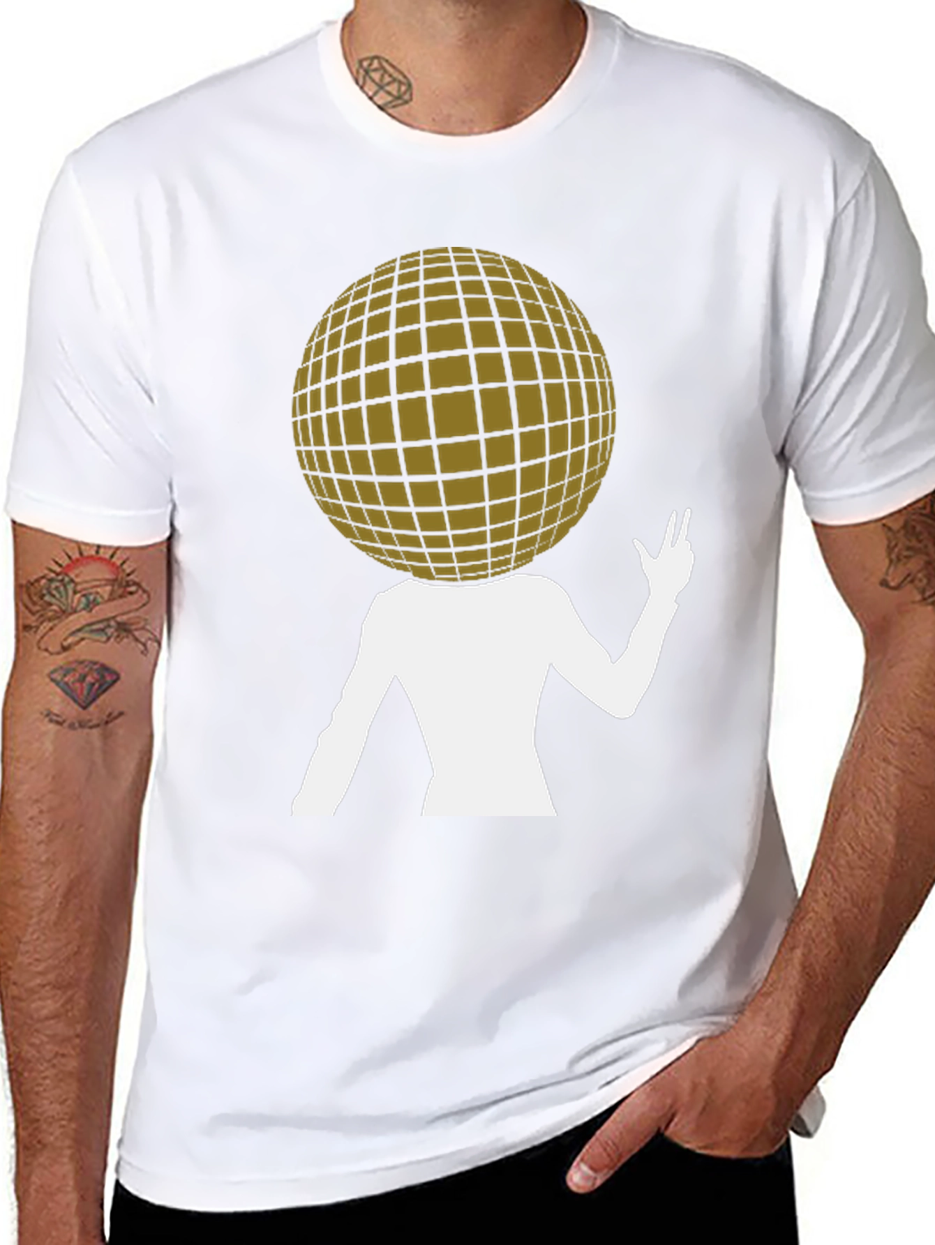 Abstract Disco Ball Head T-Shirt - Unique Graphic Tee
