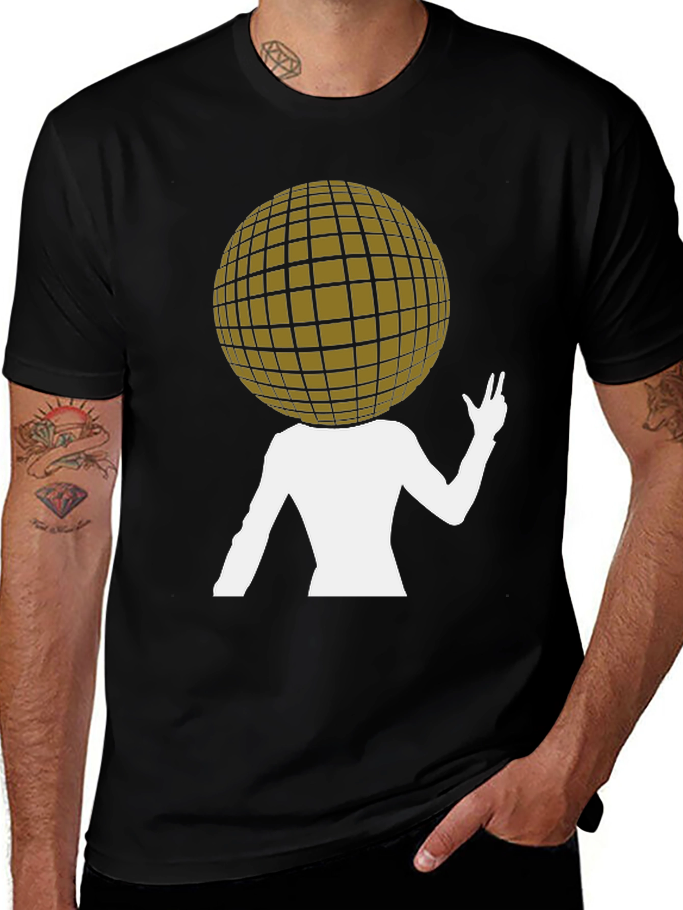 Abstract Disco Ball Head T-Shirt - Unique Graphic Tee